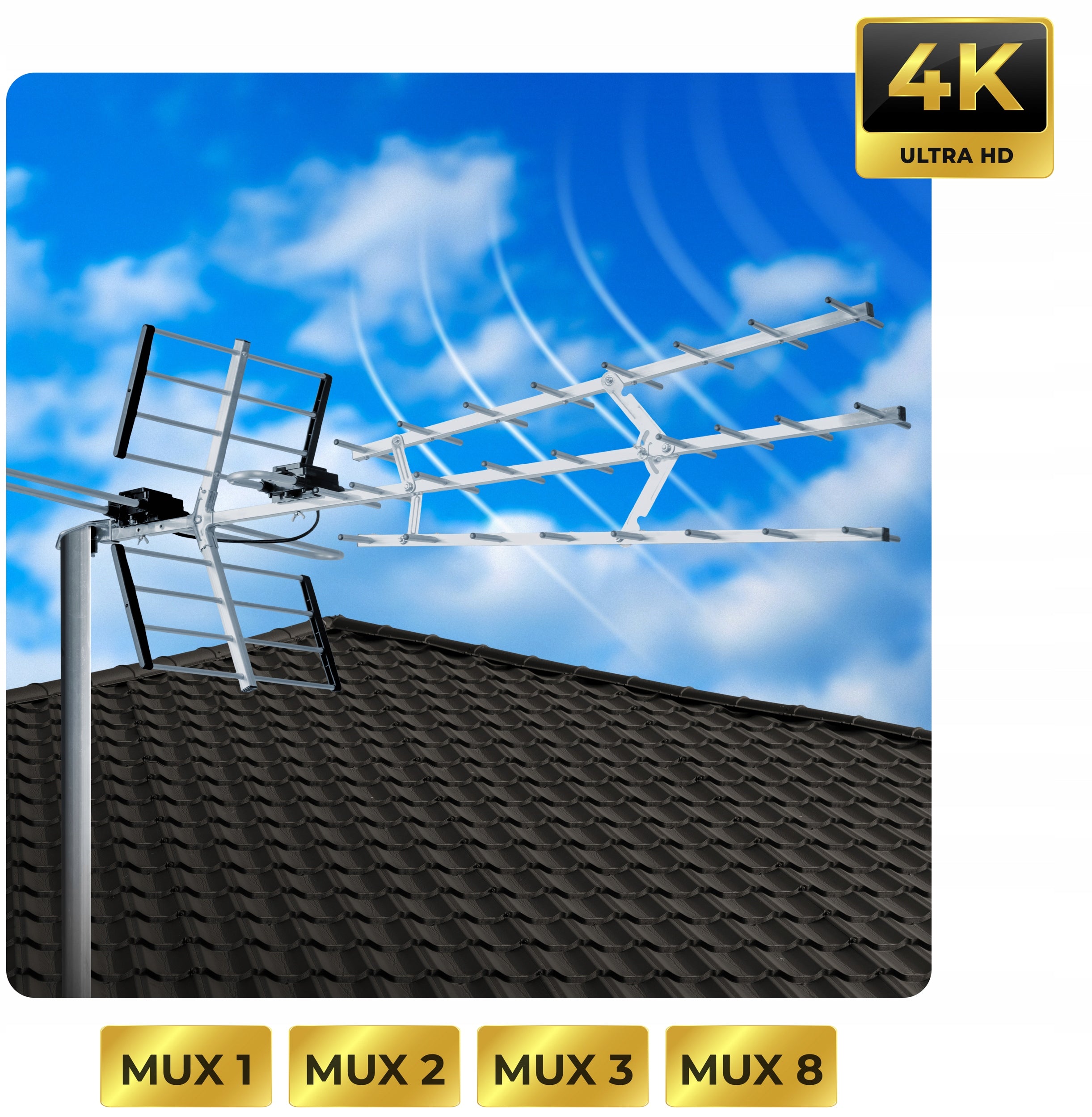 OUTDOOR DIRECTIONAL TV ANTENNA TERRESTRIAL DVB-T2 ULTRA HD 4K FILTER LTE Packaging status original