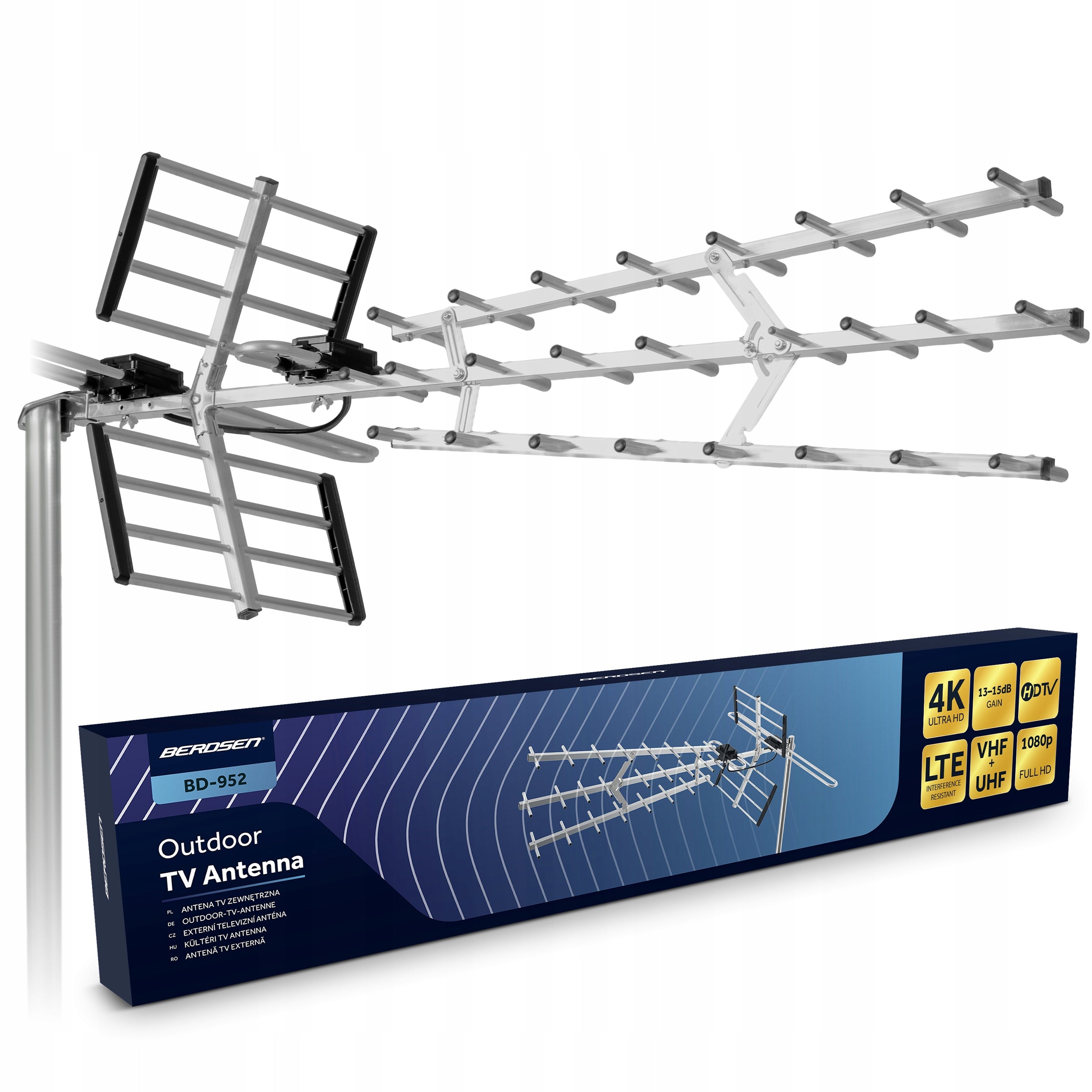 OUTDOOR DIRECTIONAL TV ANTENNA TERRESTRIAL DVB-T2 ULTRA HD 4K FILTER LTE