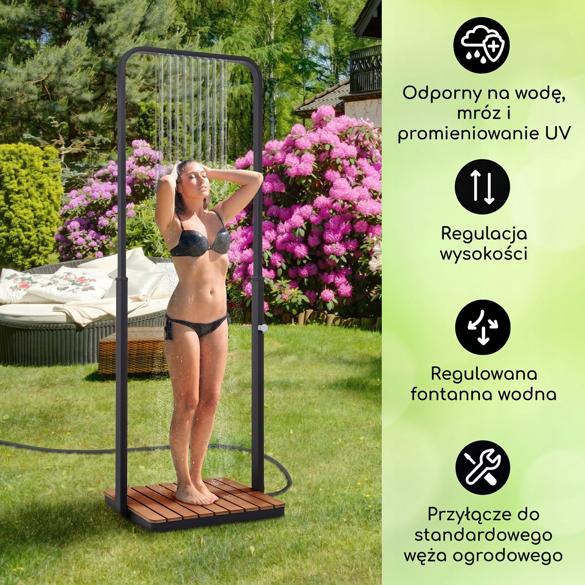 OUTDOOR GARDEN SHOWER 70X70CM RAIN SHOWER POOL SHOWER BLACK Manufacturer Blumfeldt