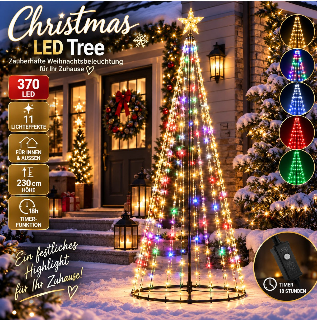 OUTDOOR INTERIOR MULTICOLOR LED Christmas Tree 230 cm on frame Large XXL Manufacturer code Choinka na Stelażu