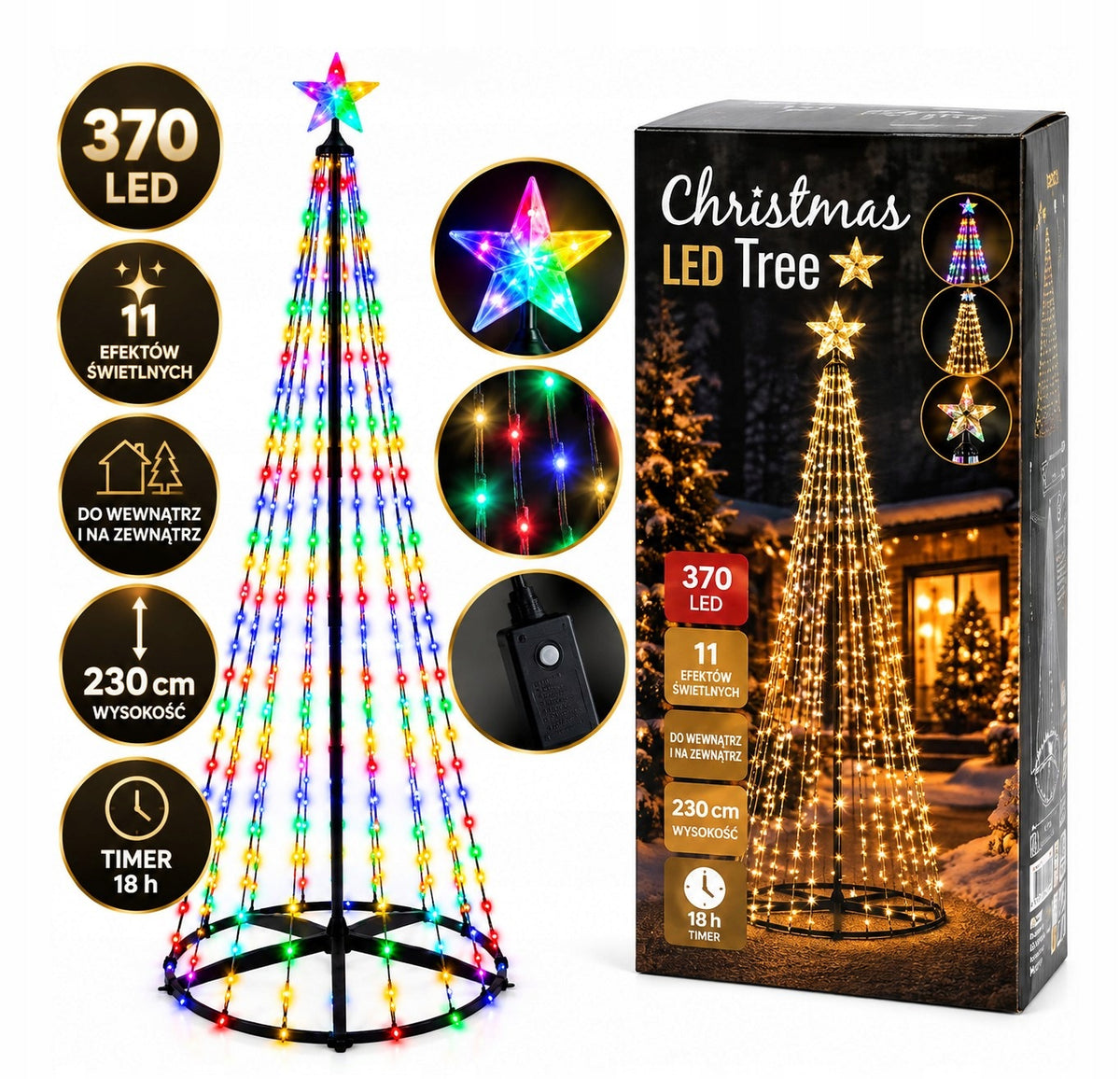 OUTDOOR INTERIOR MULTICOLOR LED Christmas Tree 230 cm on frame Large XXL