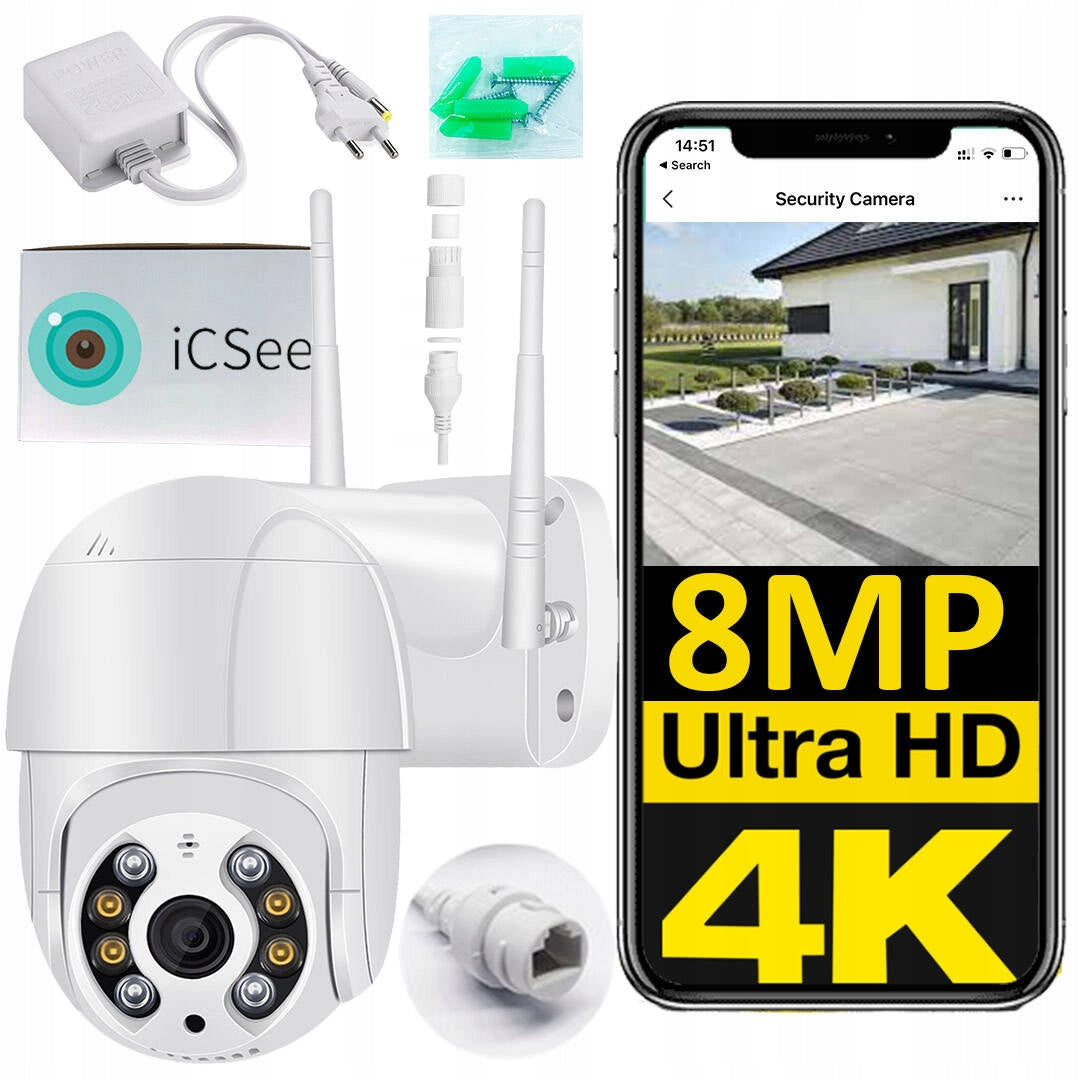 OUTDOOR IP WIFI CAMERA 8MP 4K 4x ZOOM ULTRA HD DETECTION 8MPx