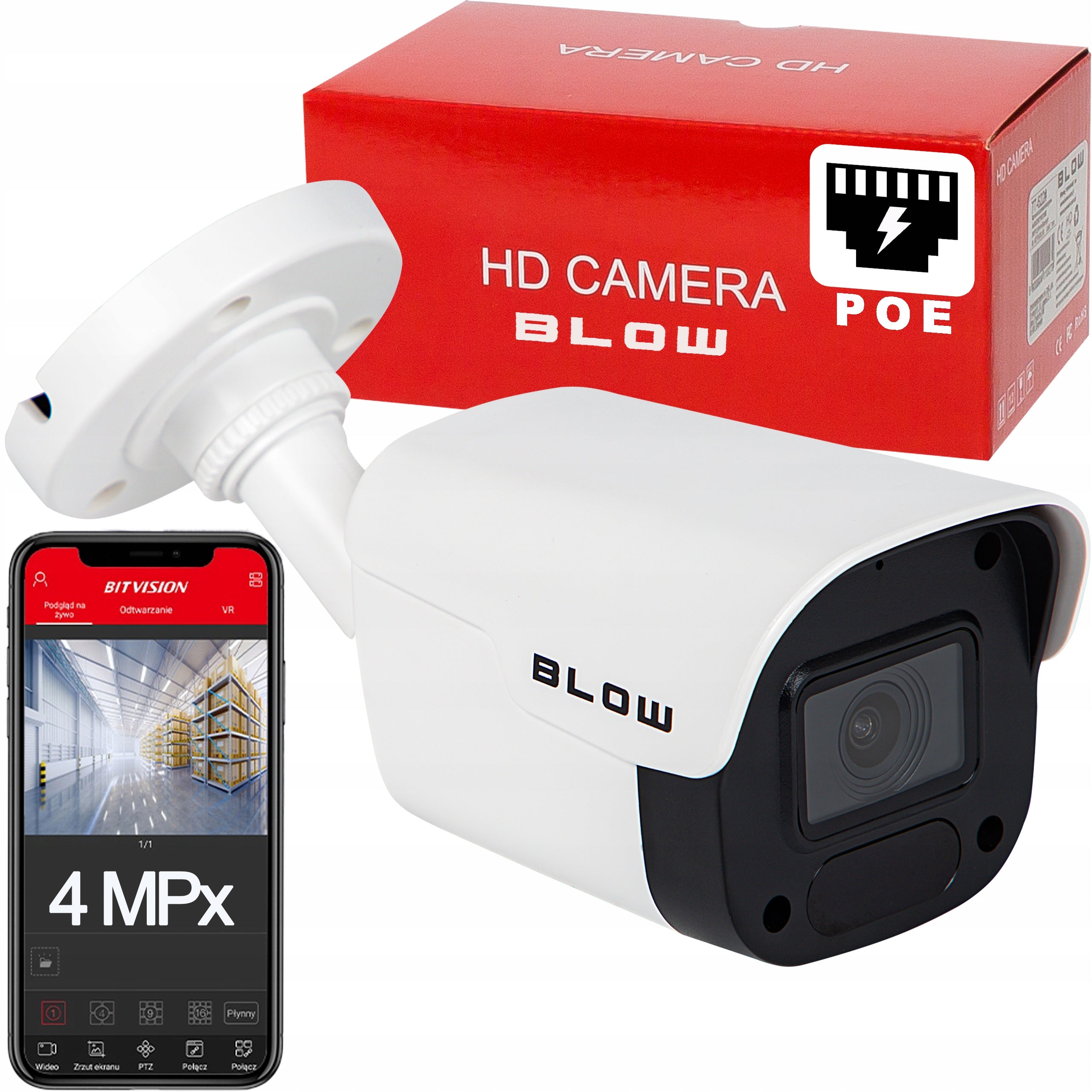 OUTDOOR TUBE CAMERA 4MPx IP POE DETECTION 30m IR 2.8mm + AUDIO IP66