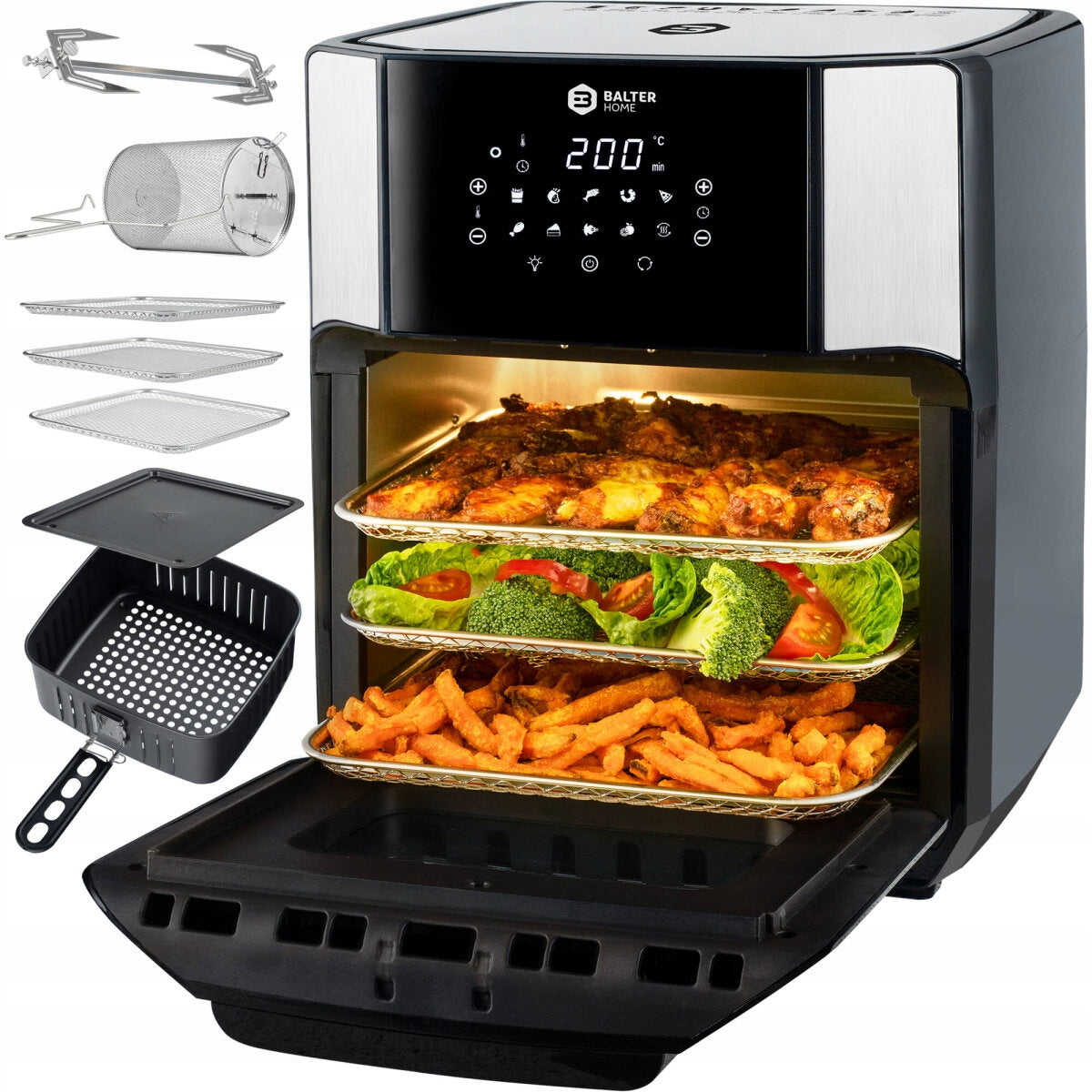 OVEN FREYTKOWNICA FAT-FREE AIR FRYER LARGE 12L + ACCESSORIES SET