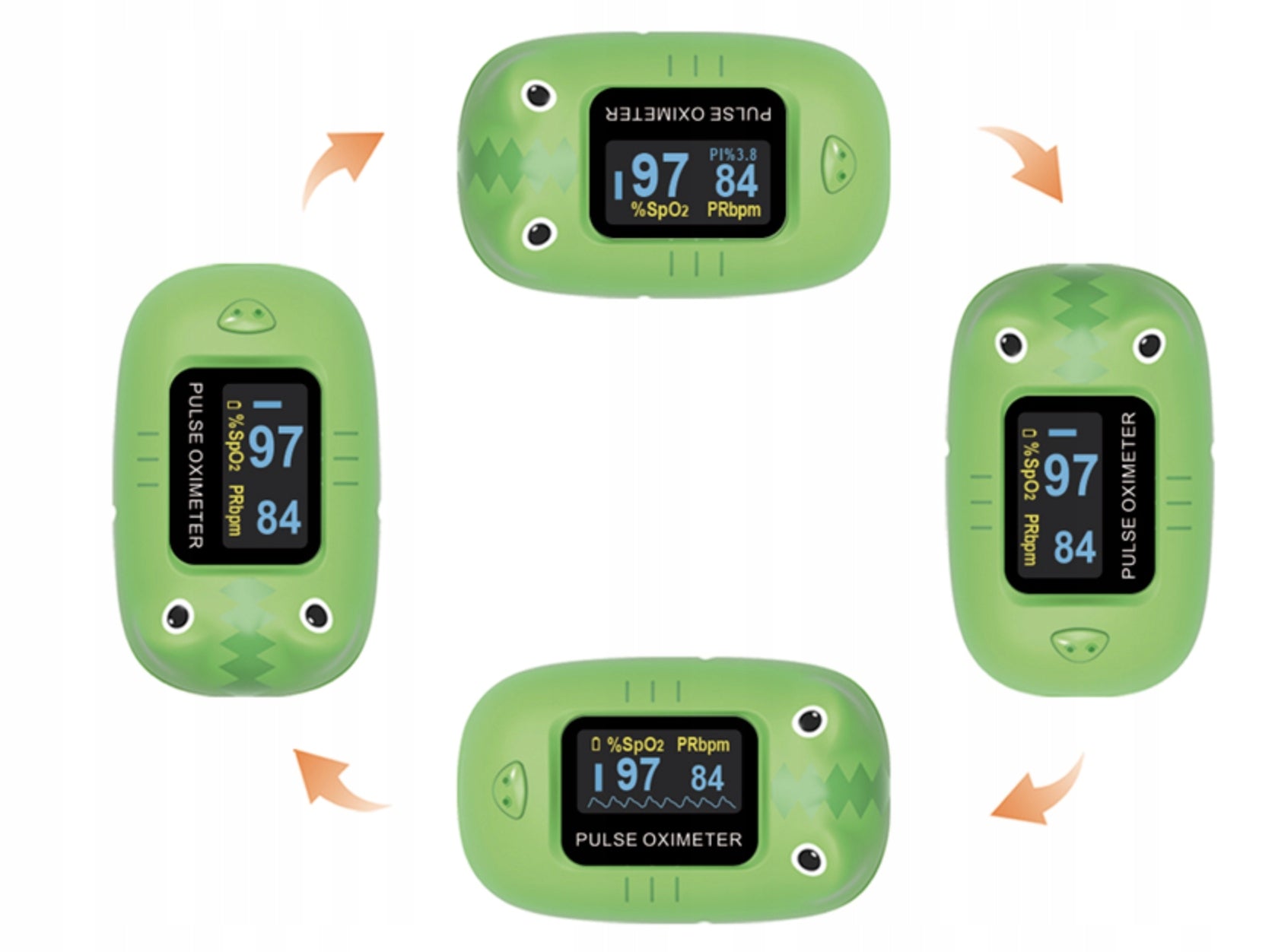 OXY0 crocodile shaped children's pulse oximeter Color green