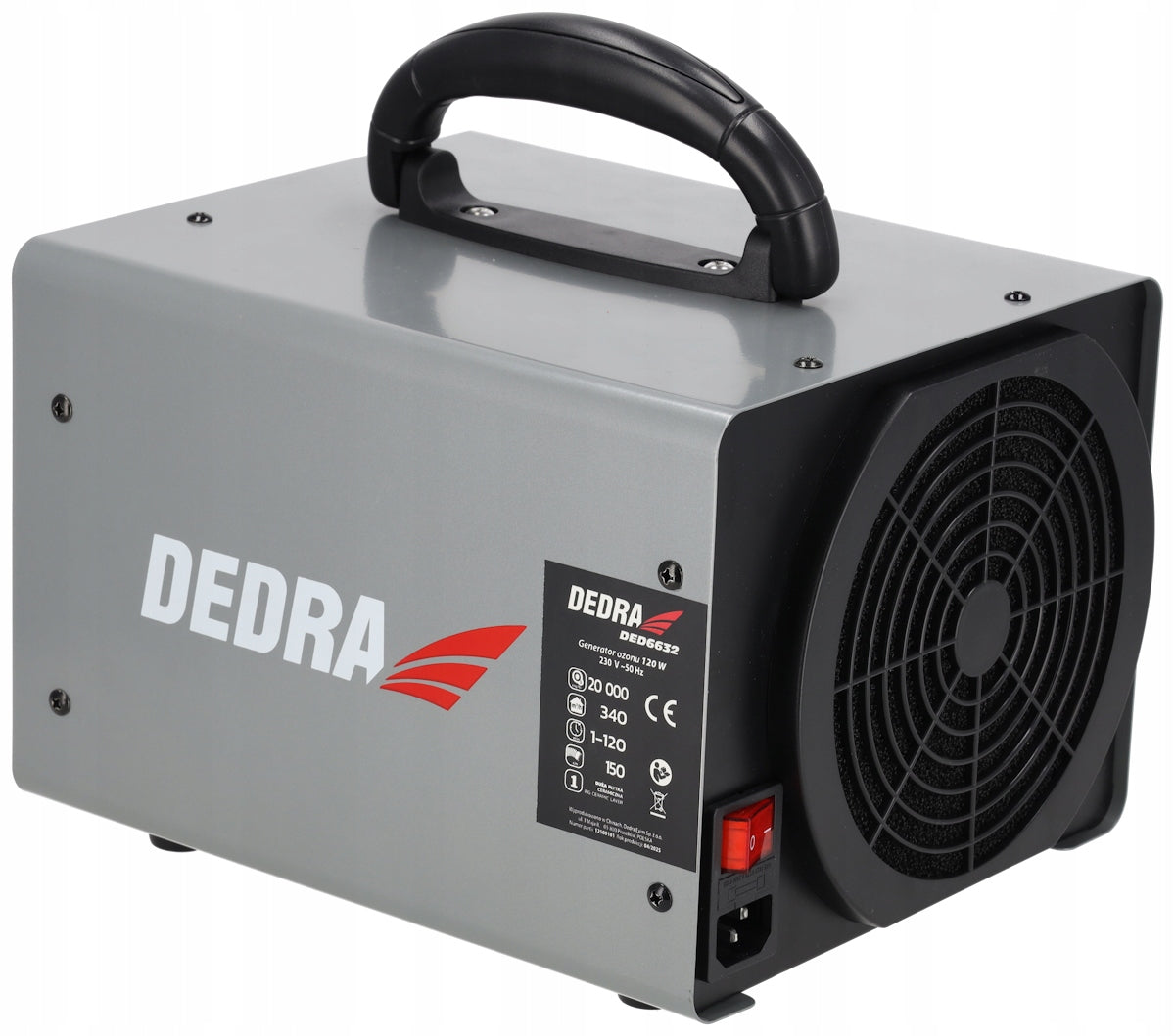 OZONATOR OZONE GENERATOR 20G/H AIR PURIFIER 120W PIPE 150CM DEDRA Manufacturer code DED6632 z rurą elastyczną 150 cm Timer 120min