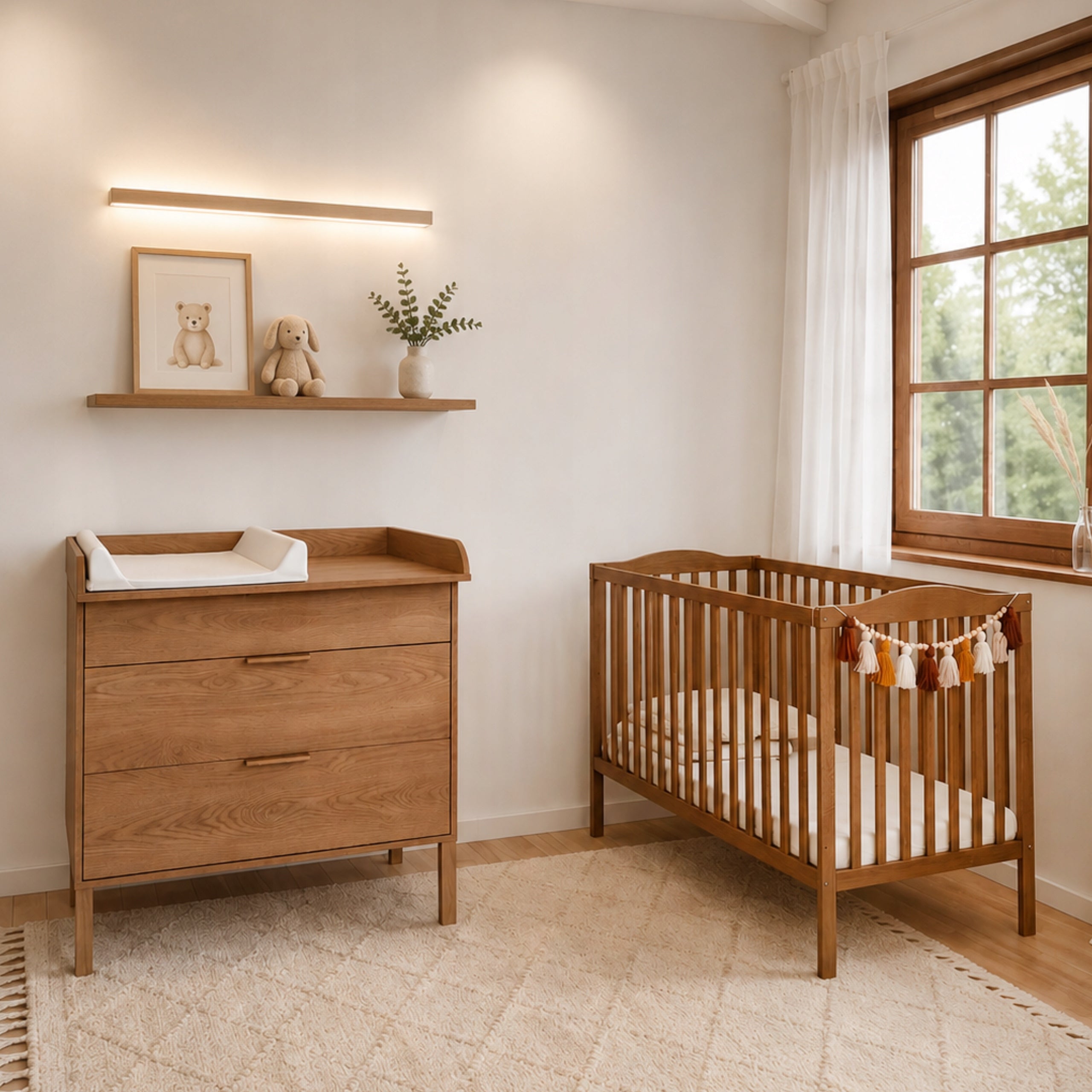 Oak Baby Crib with Pull-out Rungs + Sofa 120x60 cm Nubi Medical device no