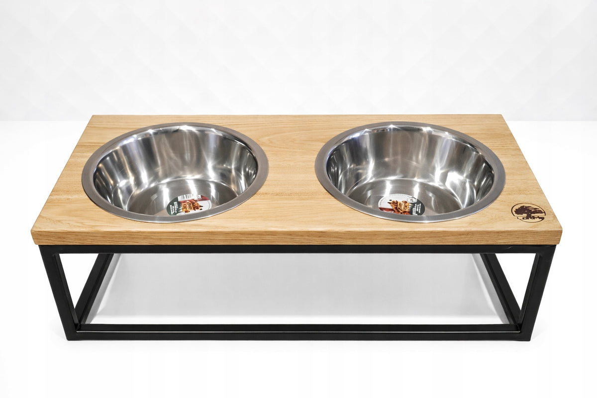 Oak Dog Stand with Two Bowls Size L 2x1,8l LOFT STYLE Manufacturer code 5907894887005