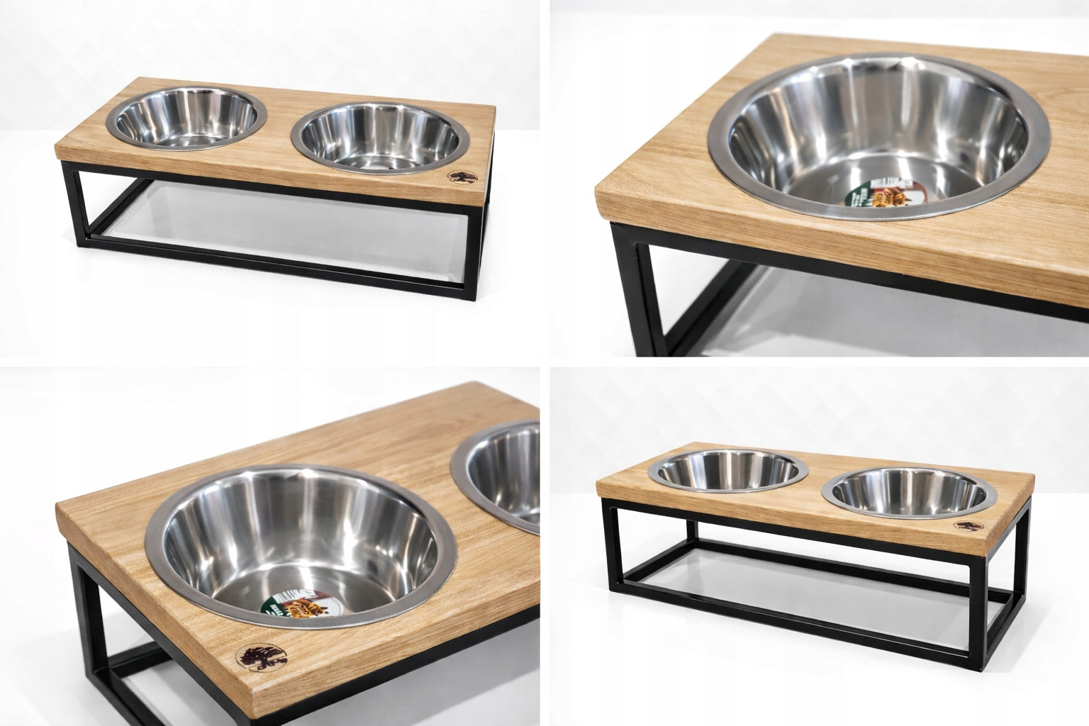 Oak Dog Stand with Two Bowls Size L 2x1,8l LOFT STYLE Packaging status original