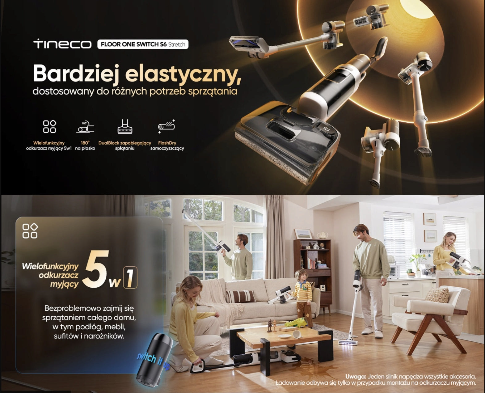 Odkurzacz pionowy myjący 2w1 Tineco Floor One Switch S6 Stretch Plus EAN (GTIN) 6932485002306