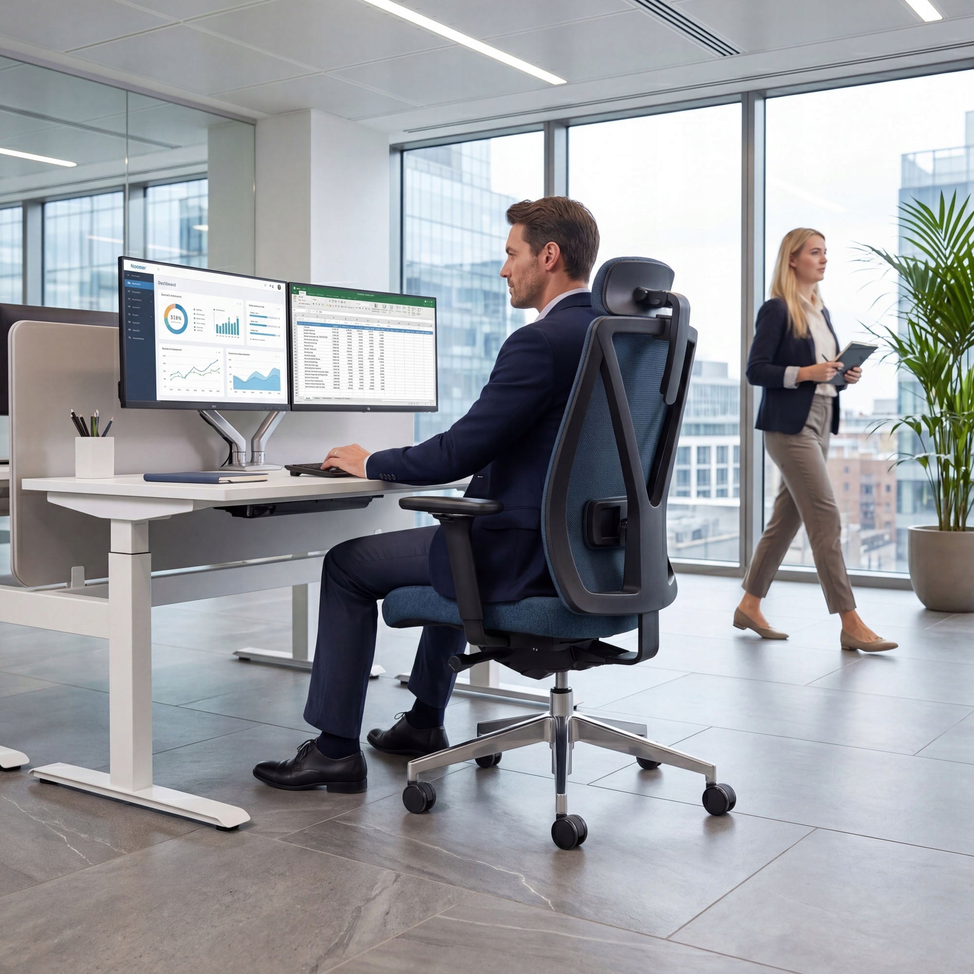 Office Chair Ergonomic Rotary JAN NOWAK VECTOR Dark Blue Medical device no