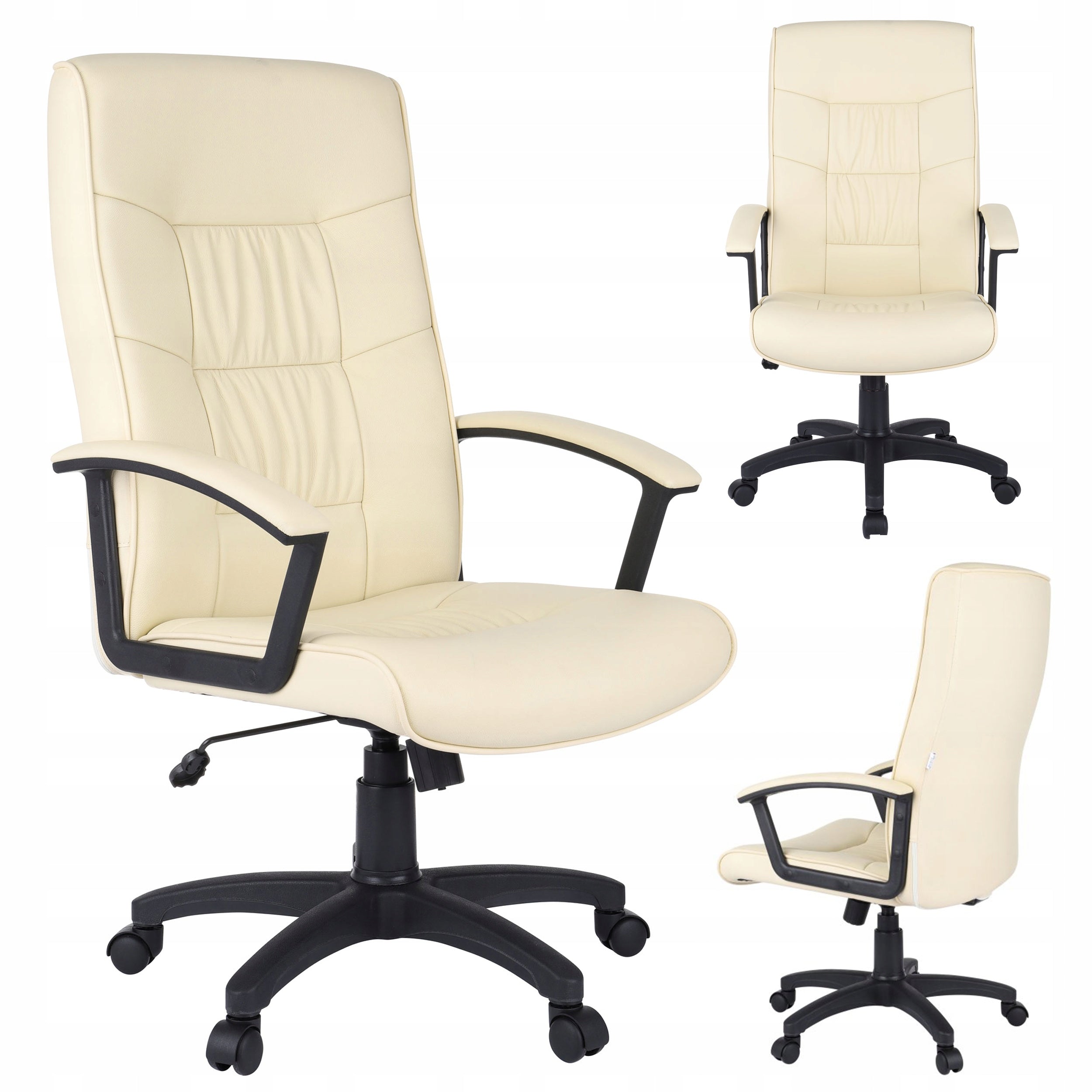 Office Chair Rotating Cabinet GROSPOL Relaxation Natural Leather Beige