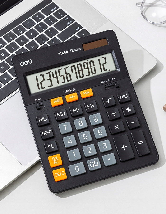 Office calculator Deli solid Dual power supply black solid Packaging status original