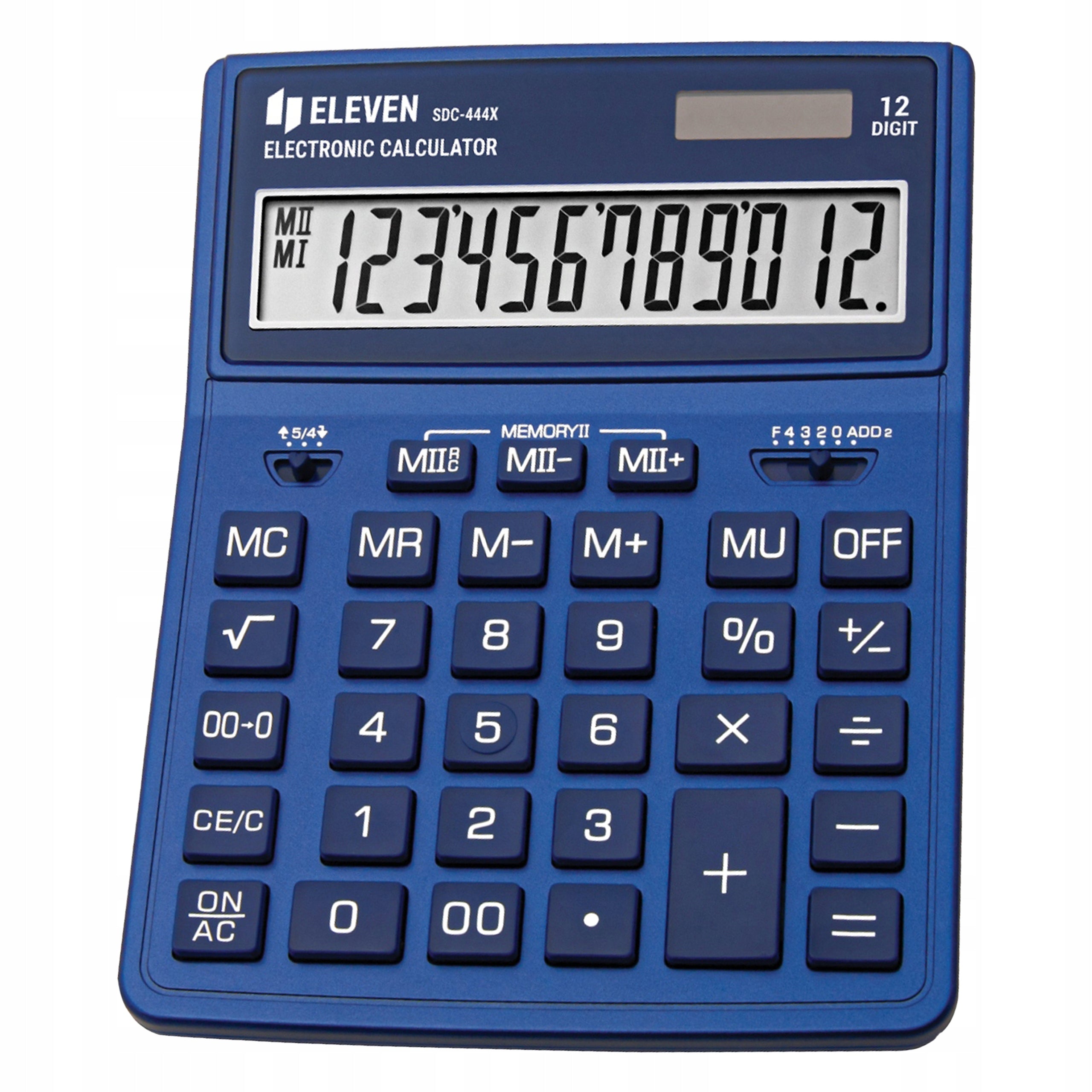 Office calculator Eleven SDC 444 XRNVE blue large 12 digits display