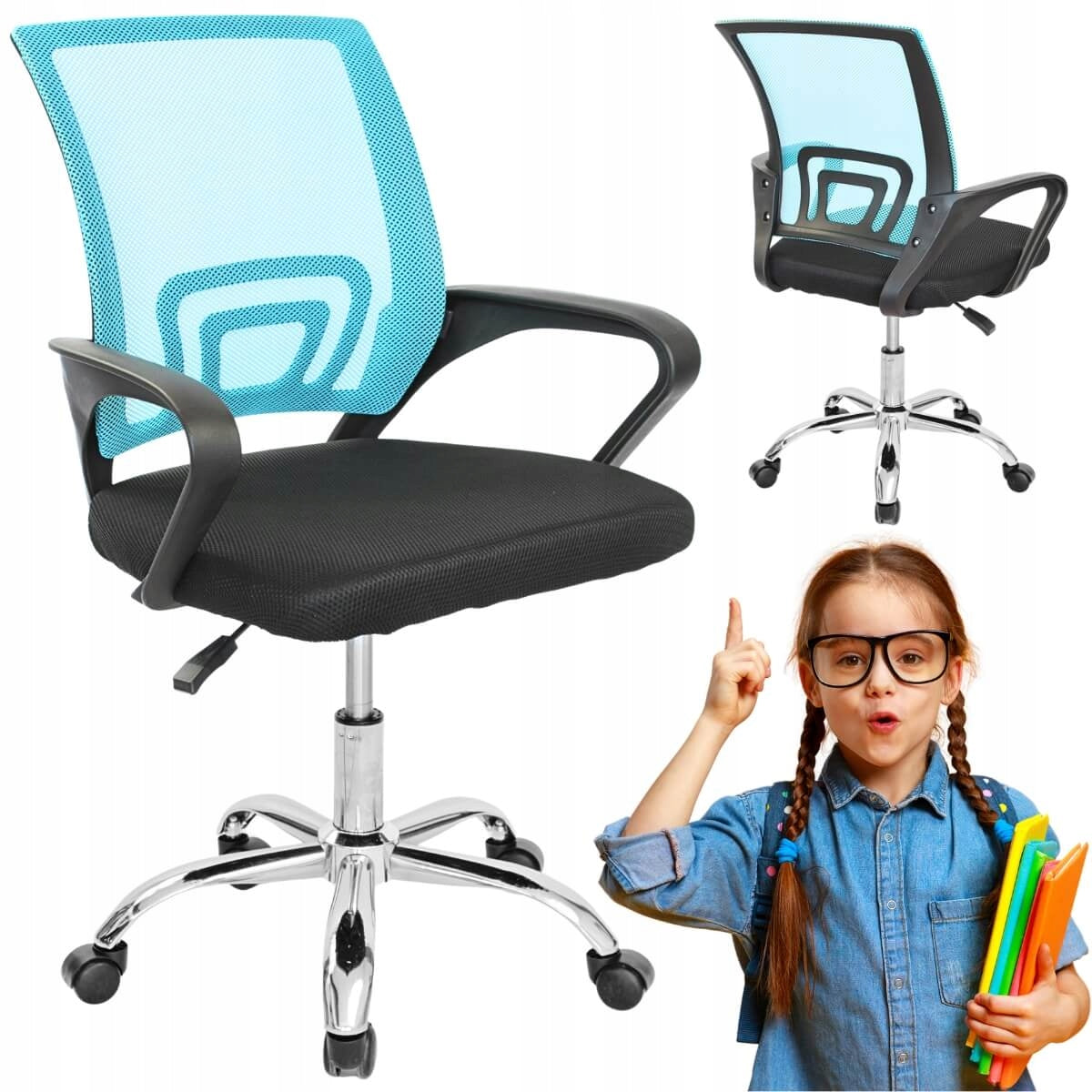 Office chair BLUE swivel chair MESH mesh COMFORTABLE for children