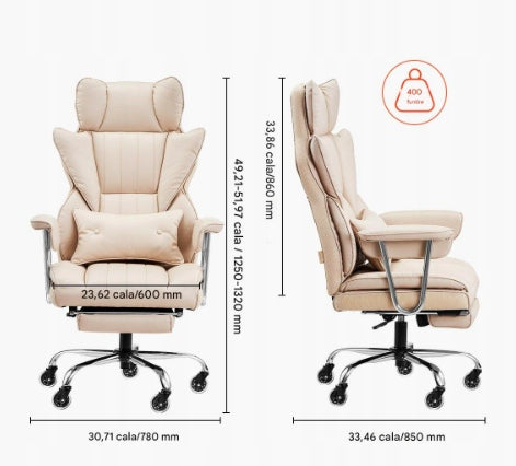 Office chair brown with footrest - adjustable armrests Brand Vevor