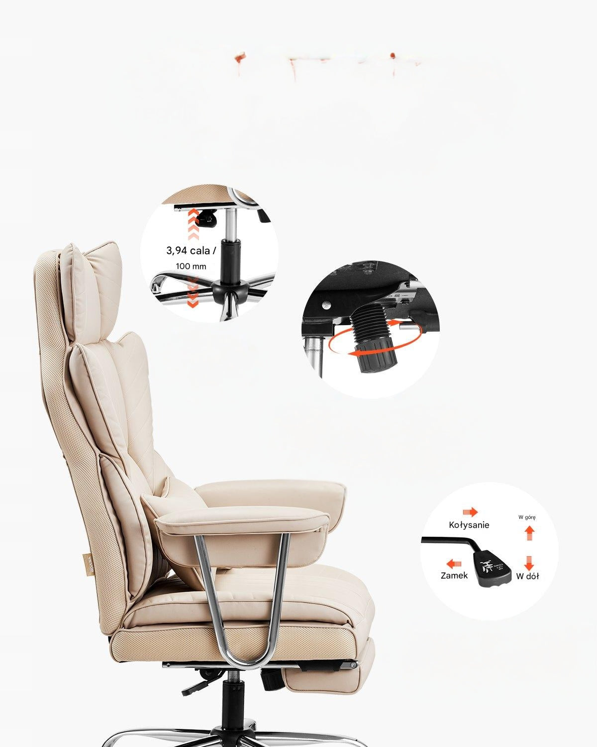 Office chair brown with footrest - adjustable armrests Furniture depth 0 cm