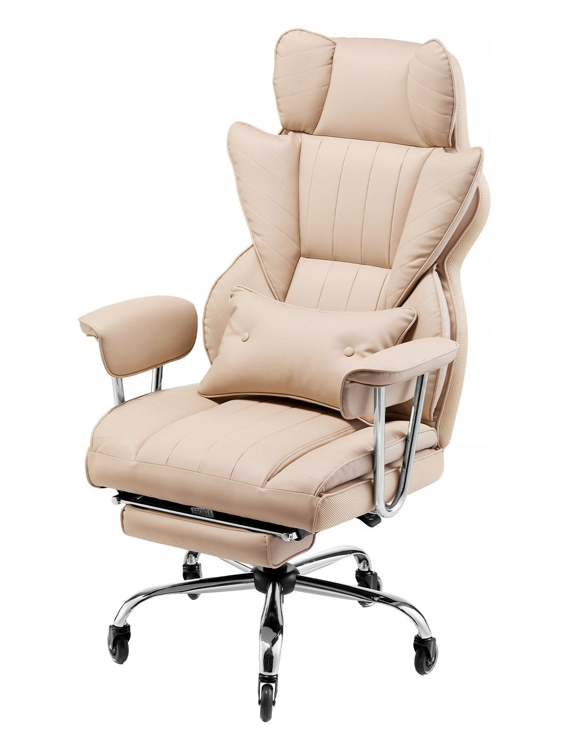 Office chair brown with footrest - adjustable armrests