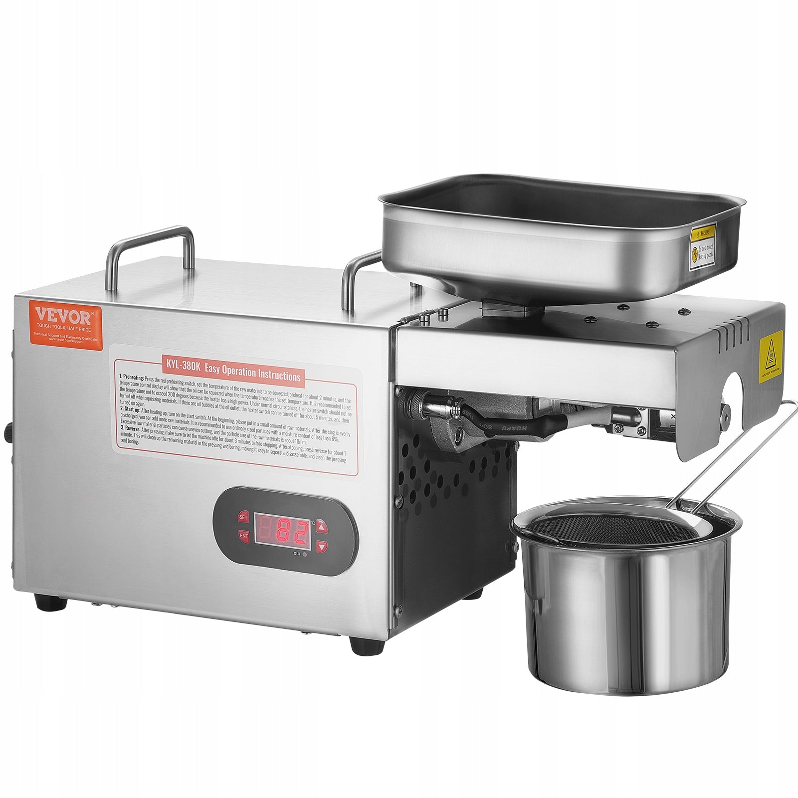 Oil Press 850W 1,5KG/H Stainless Steel Electric Oil Press Brand Vevor