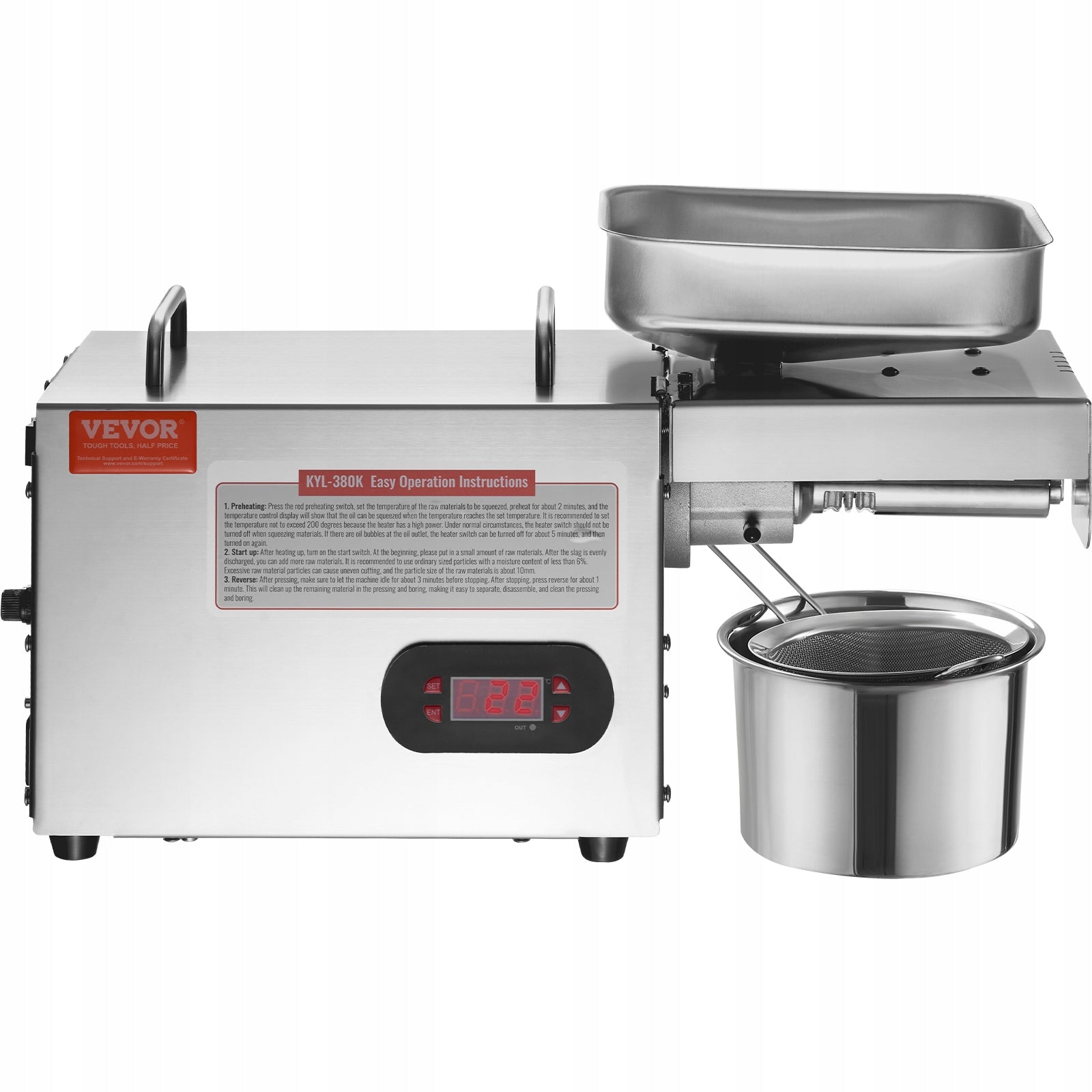 Oil Press 850W 1,5KG/H Stainless Steel Electric Oil Press