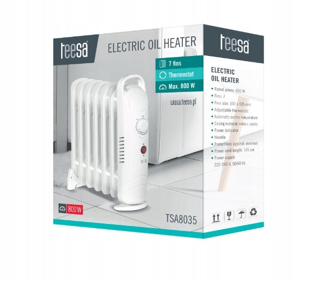 Oil heater Teesa 800W (7 ribs) Safety overheating protection