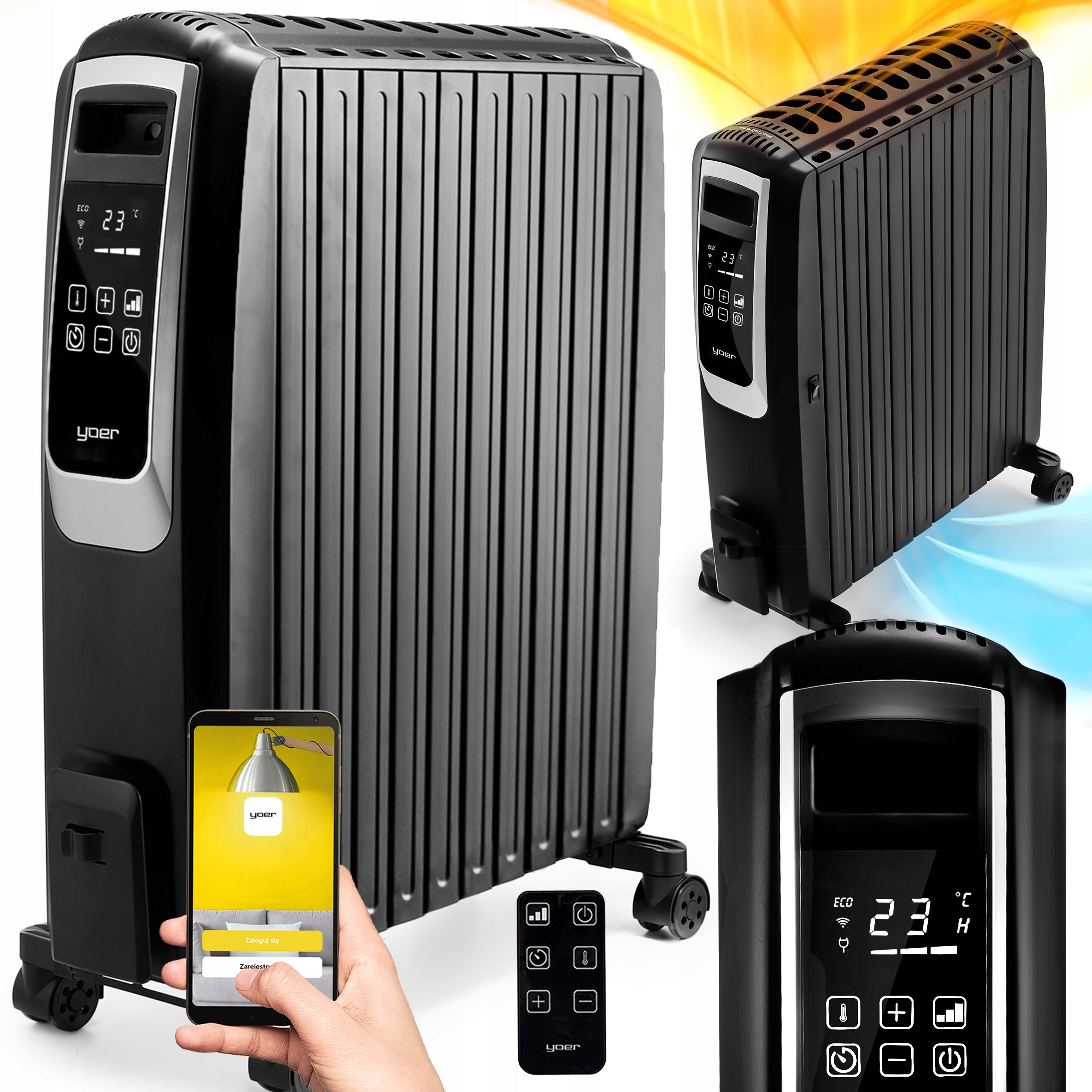 Oil heater Yoer 2500W 10 ribs +Timer +3 powers +Energy-saving mode