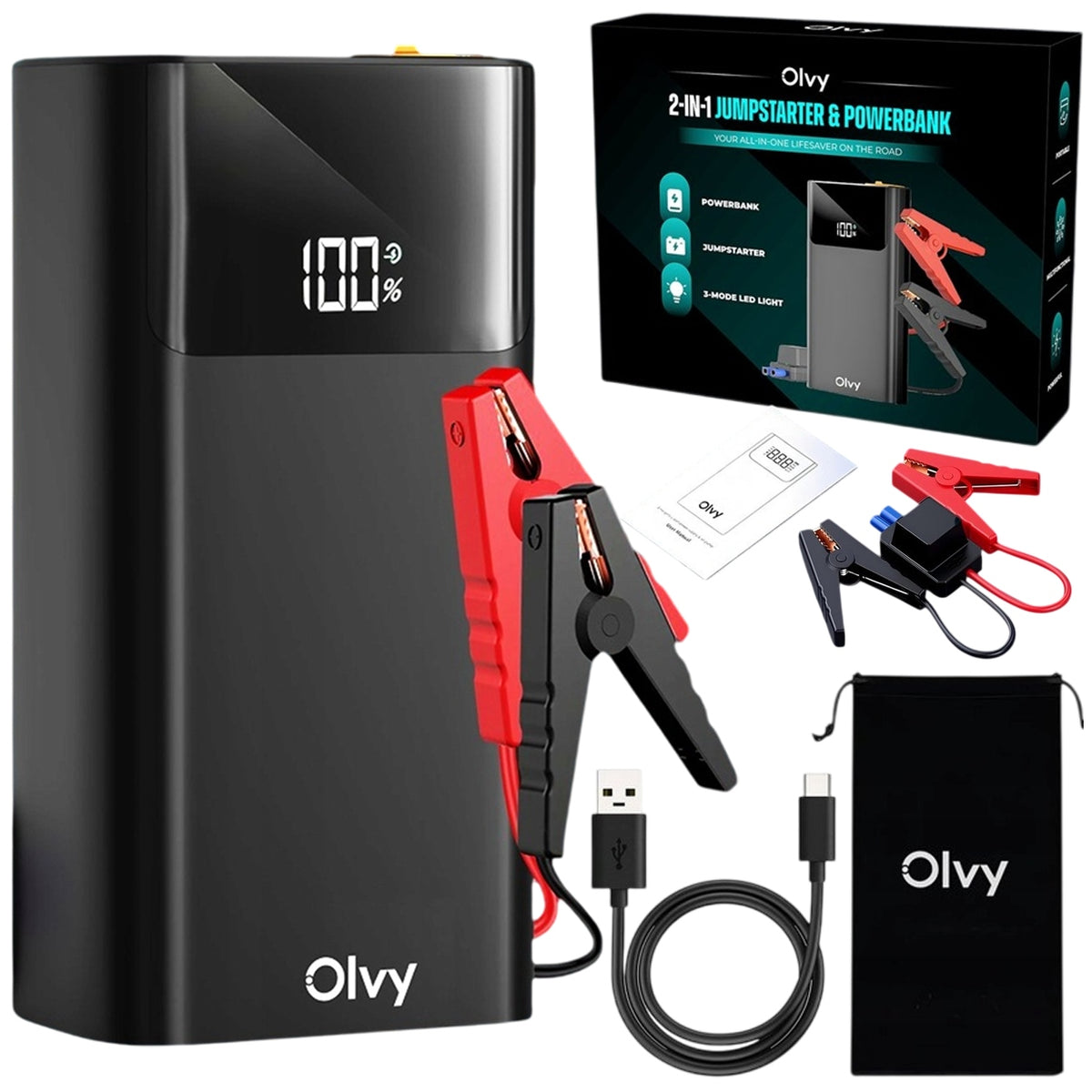 Olvy Jump Starter 12V 1500A Battery Booster Power Bank