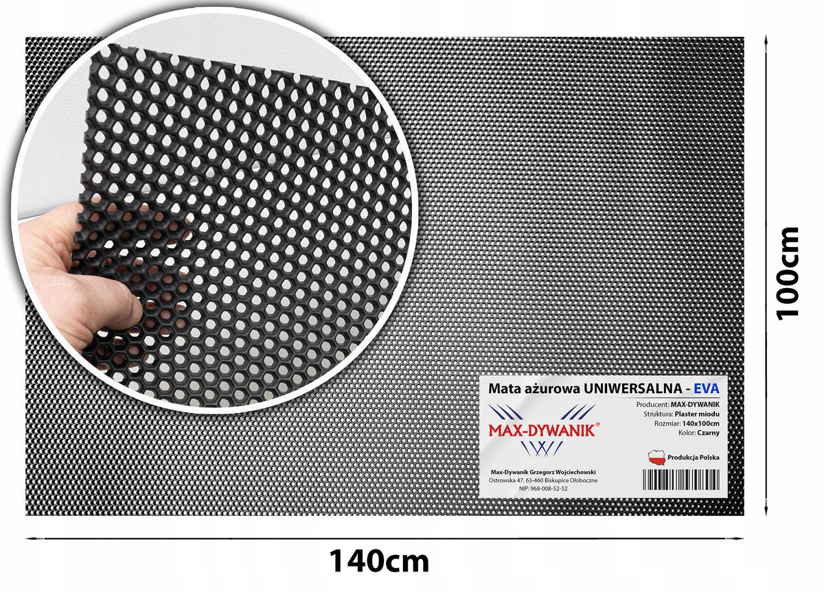 Openwork insert for trunk - non-slip BLACK HONEYCOMB 100x140