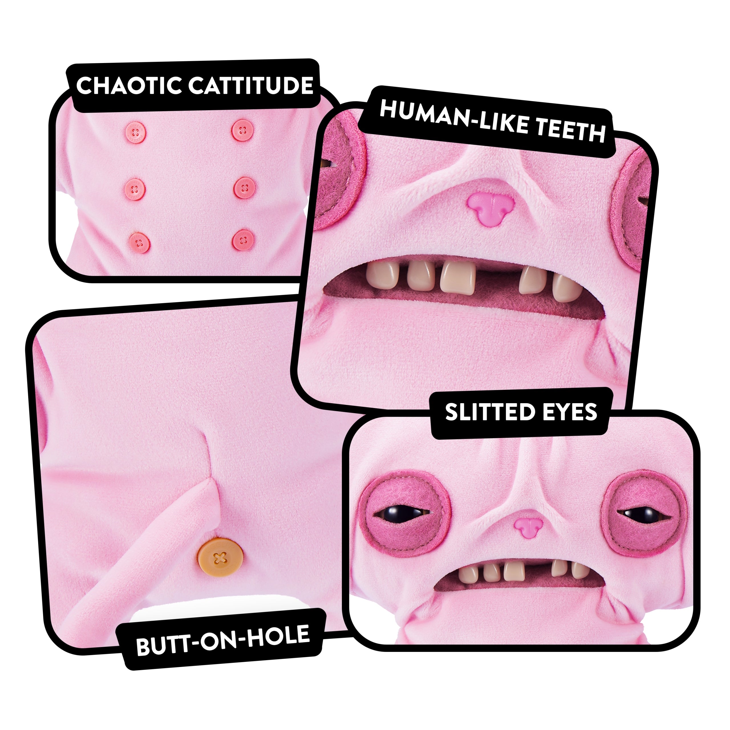 Original Zuru Fuggler Plush Toy 23cm Wrinkle Alley Cats cat sphinx pink Manufacturer code 15752A