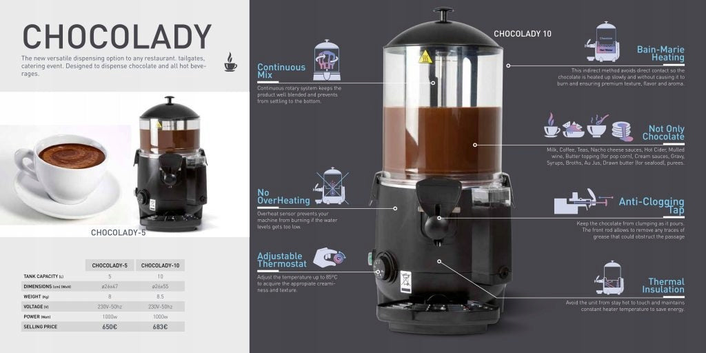 Original chocolate maker GBG Chocolate warmer 5l | Made in Spain Brand GBG