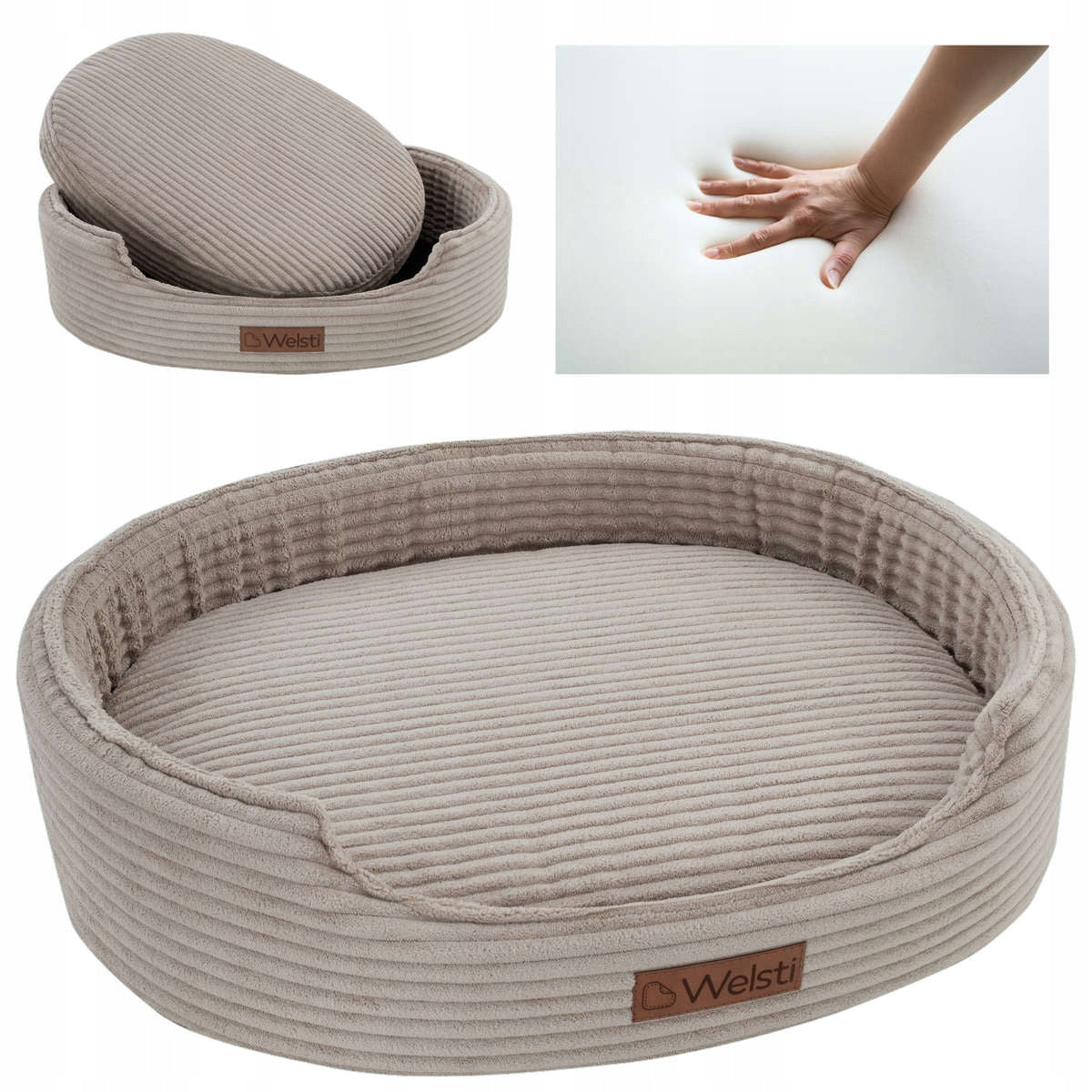 Orthopedic bed for dog Welsti memory foam bed beige 68x55