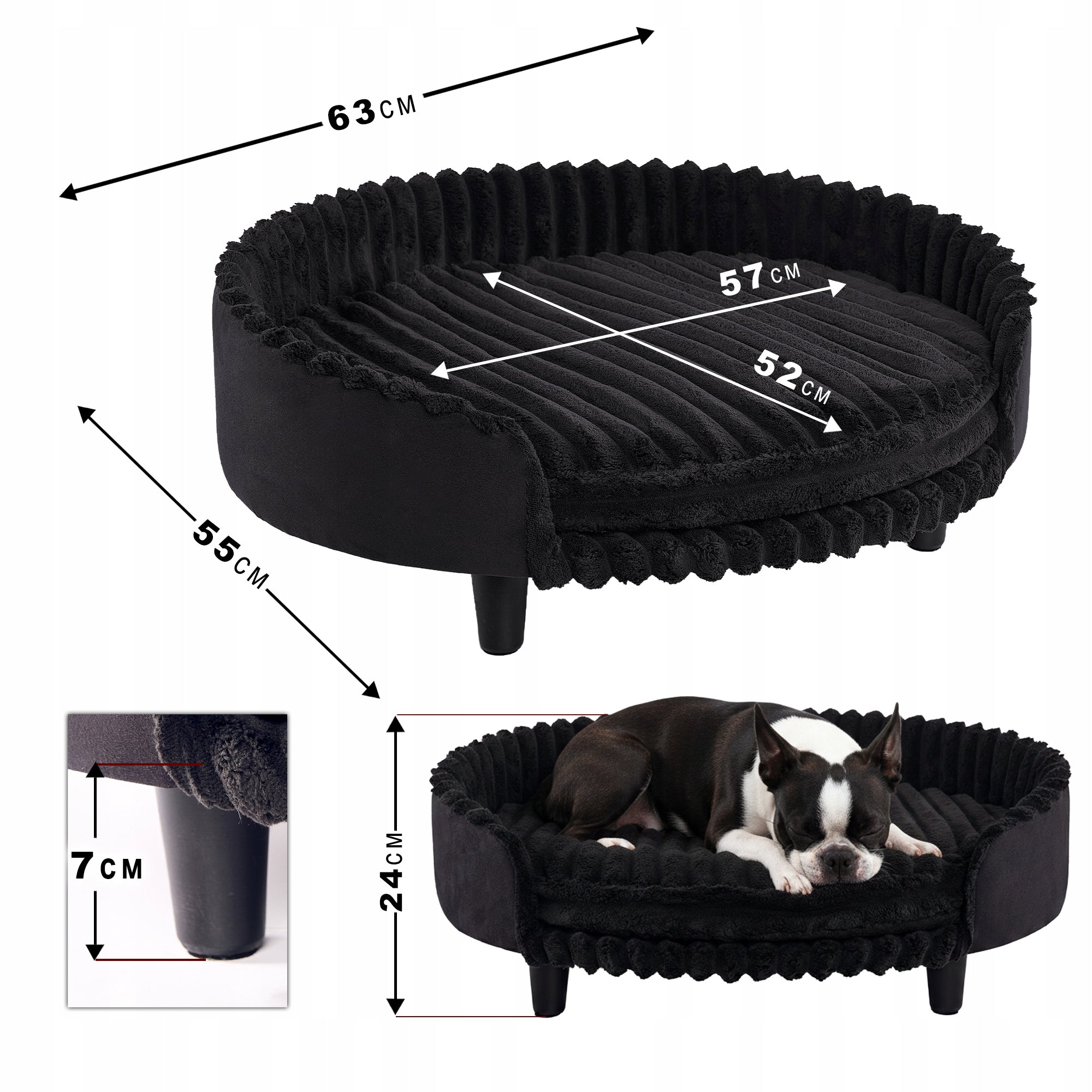 Orthopedic bed for dog and cat sofa on legs couch mat + FREEBIE Packaging status original