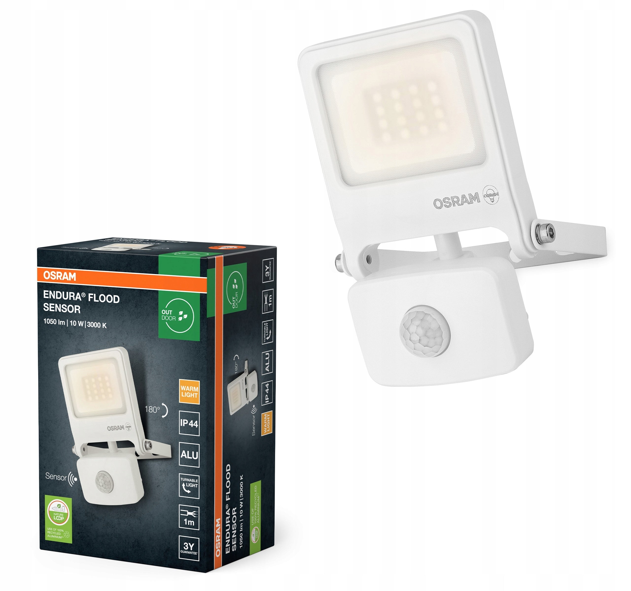 Osram Endura PCR LED floodlight lamp with sensor 10W 3000K IP65 1000lm