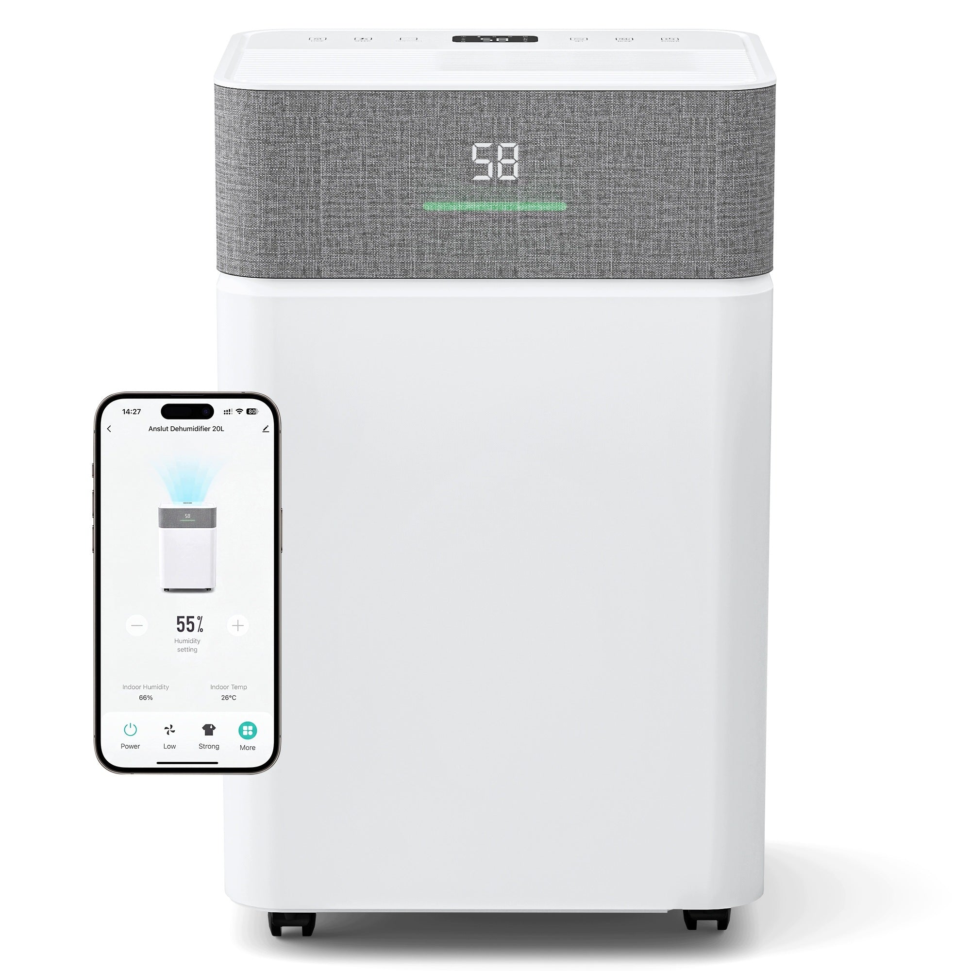 Osuszacz powietrza 20l, WiFi, 4,3l, czujnik, cicha praca, timer