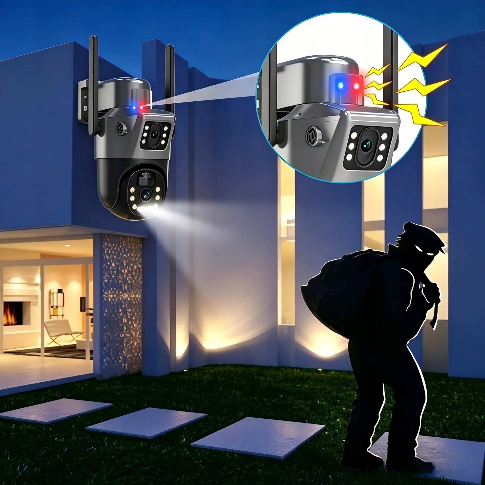 Outdoor 4K HD Solar Camera Two Lenses 8MP WiFi Card Certificates of conformity CE