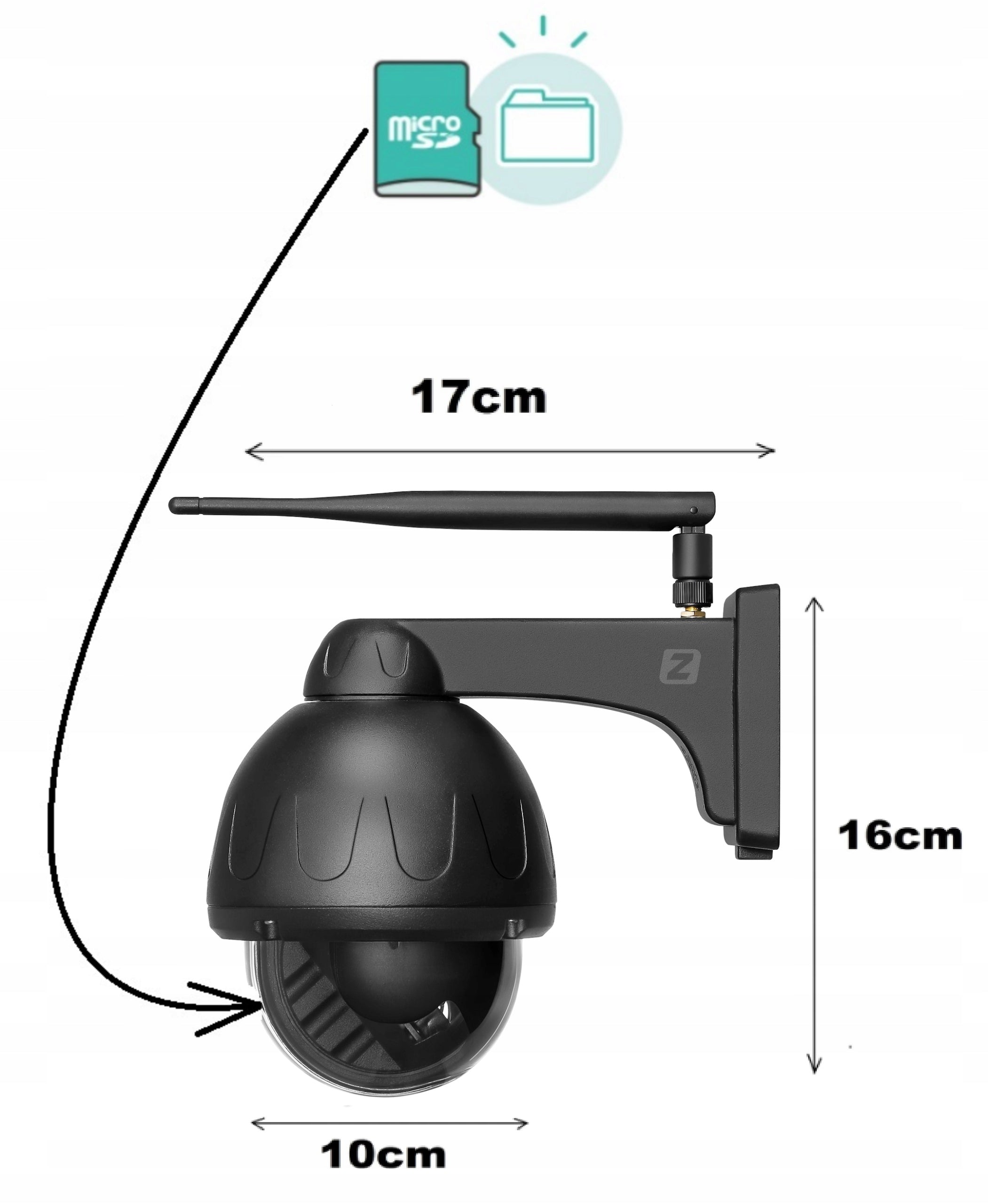 Outdoor Camera Rotating WiFi 5MPx AUDIO DETECTION Metal Black PTZ Certificates of conformity CE