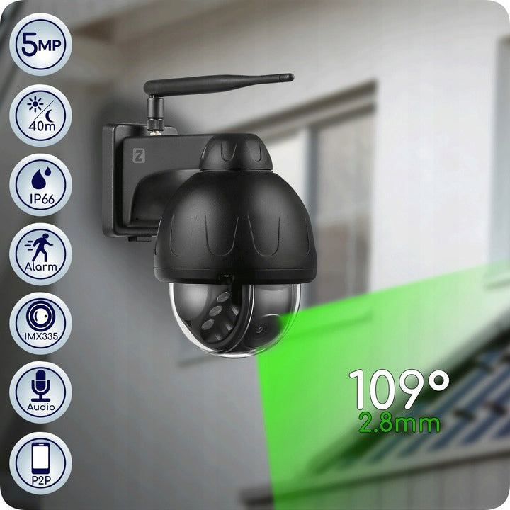 Outdoor Camera Rotating WiFi 5MPx AUDIO DETECTION Metal Black PTZ EAN (GTIN) 5903900678896