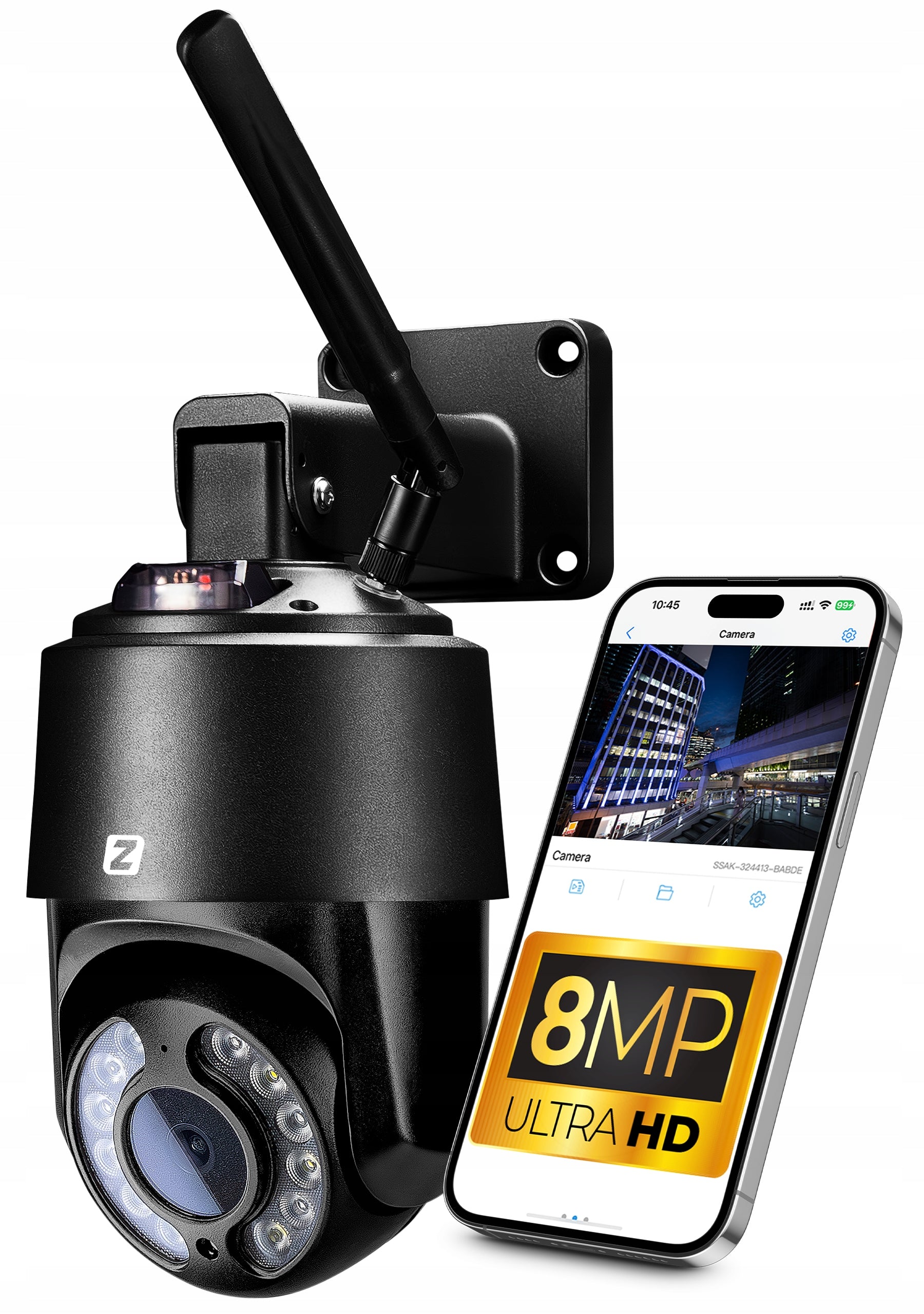 Outdoor Camera Rotating WiFi 8MPx 4K UHD AUDIO DETECTION 4XZOOM BLACK