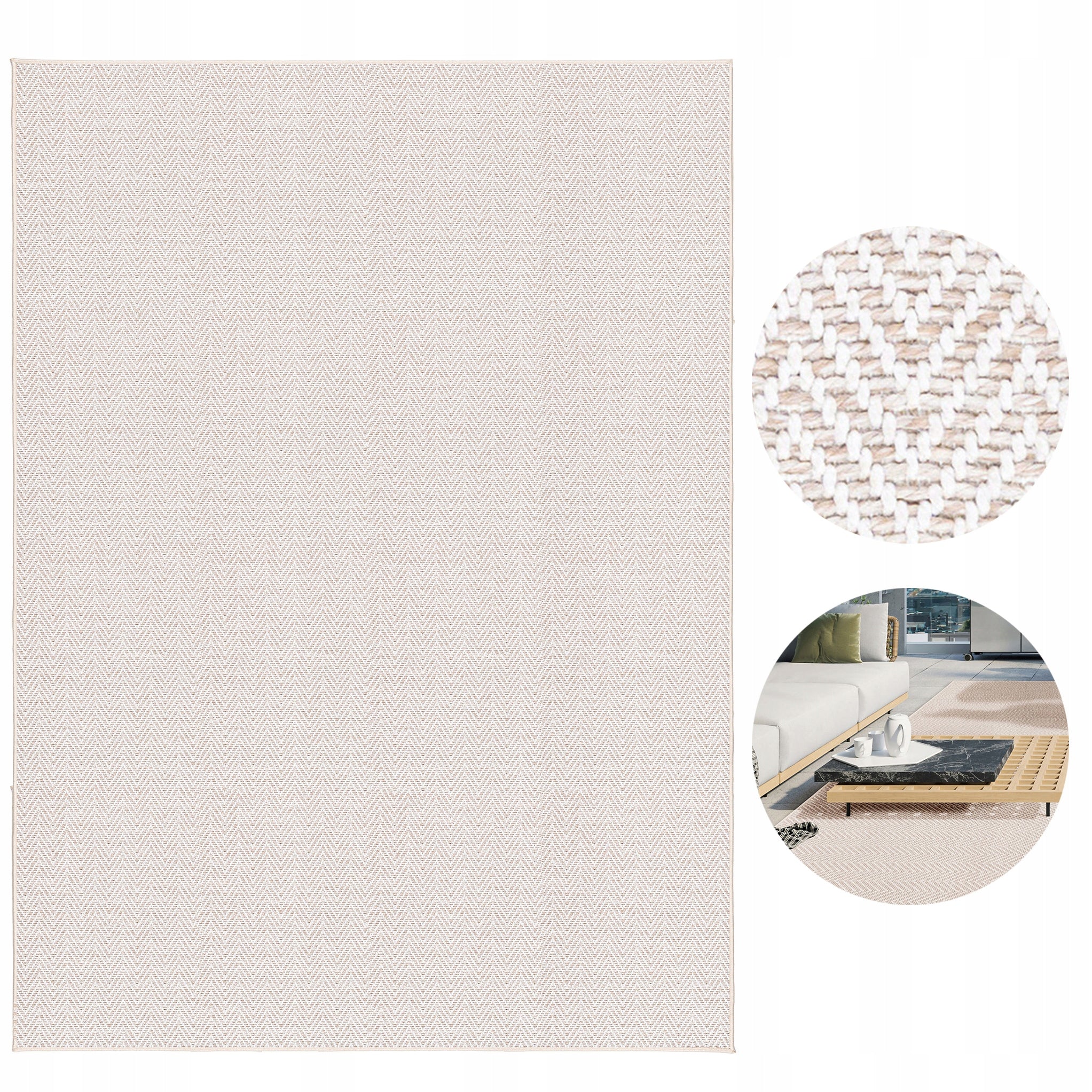 Outdoor Carpet 2x3 Large Terrace Solid Herringbone Waterproof 200x300 beige