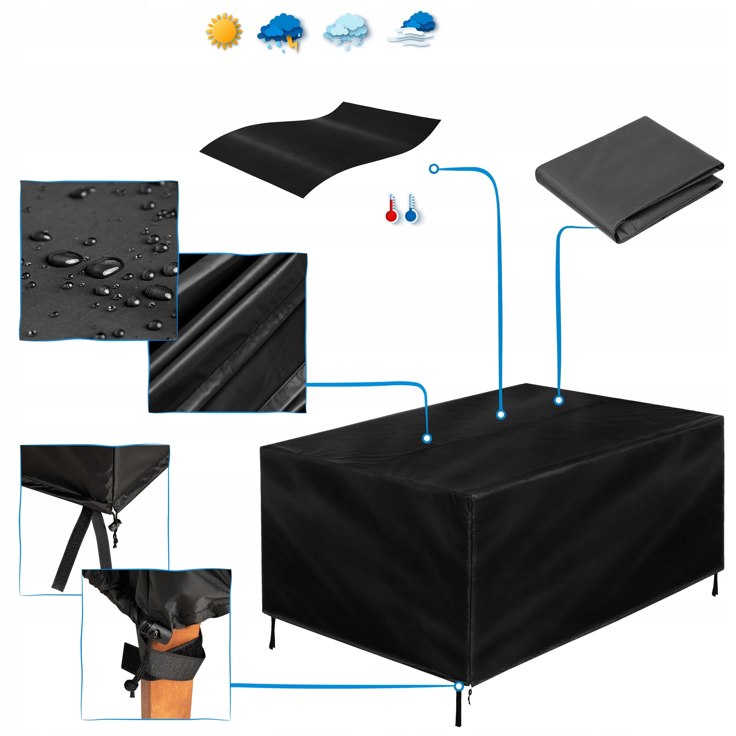 Outdoor Furniture Cover Waterproof Strong For Catering Table 250x210cm Product width 210 cm