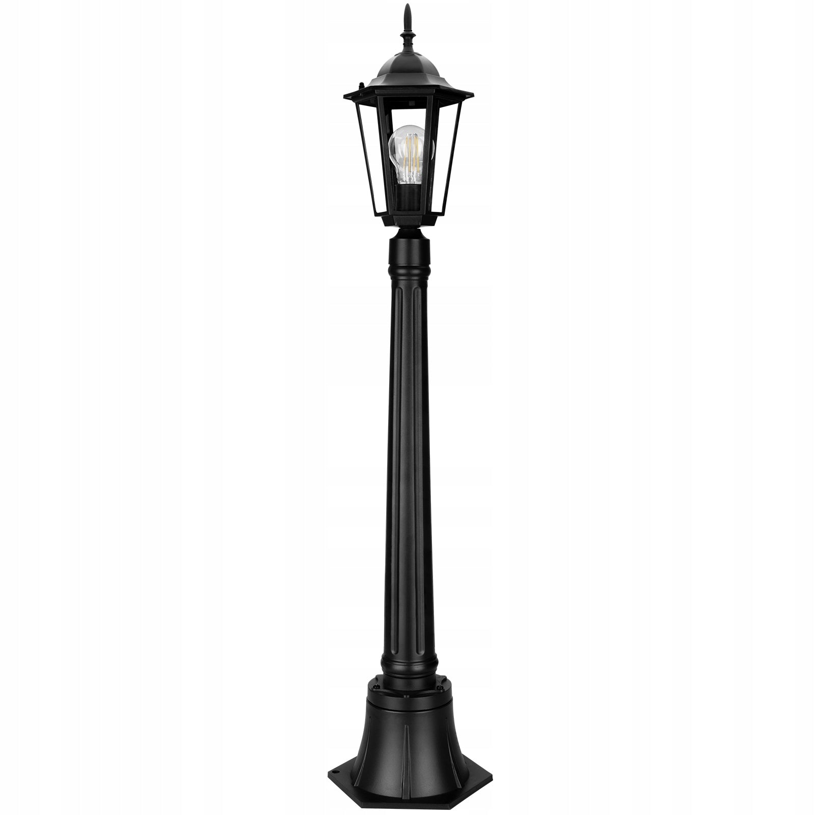 Outdoor Garden Lamp E27 IP44 POST LANTERN 100cm Black Aluminium Packaging status original