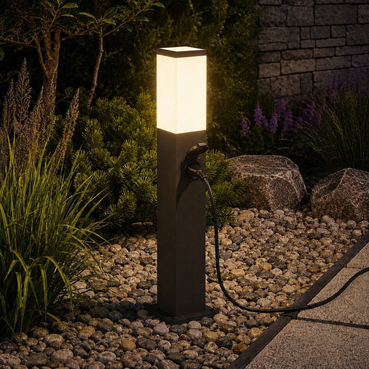 Outdoor Garden Lamp Standing E27 LED Post 65 cm + socket 230V Packaging status original