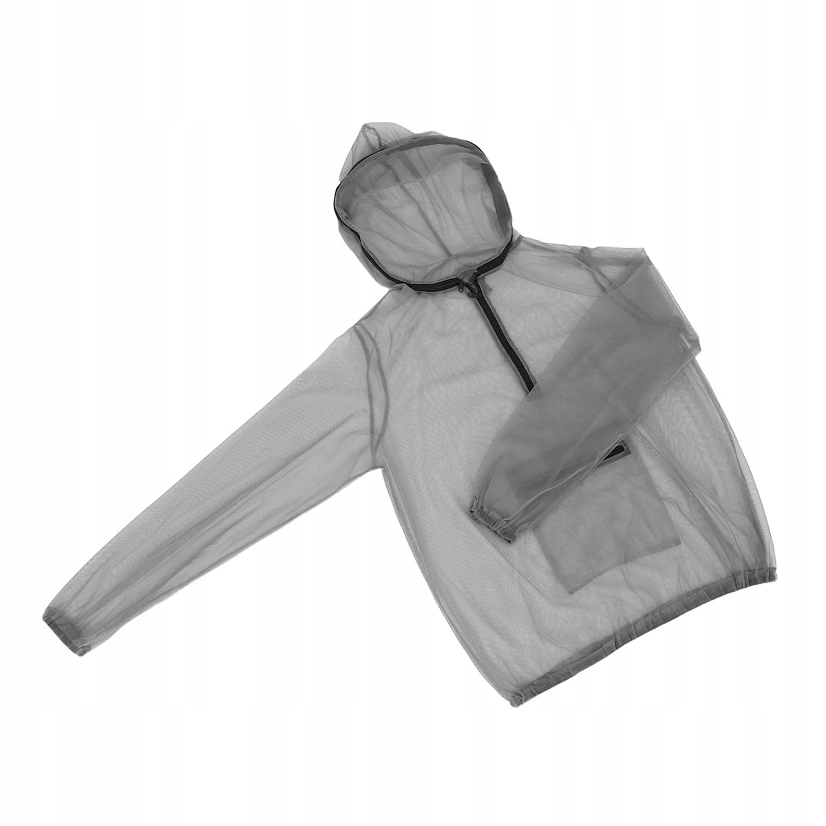 Outdoor Grey Mesh Mosquito Jacket with Hood for Camping and Hunting