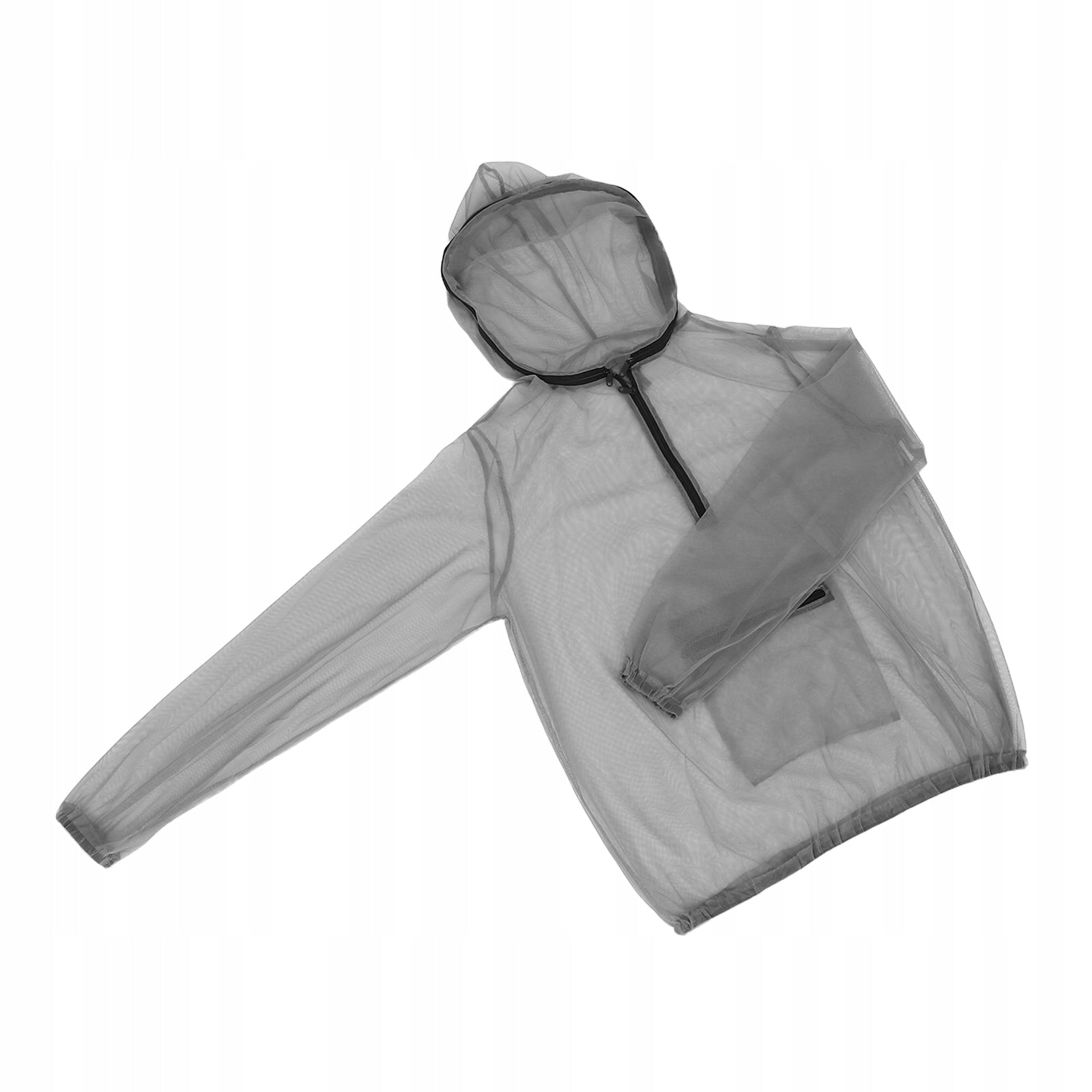 Outdoor Grey Mesh Mosquito Jacket with Hood for Camping and Hunting