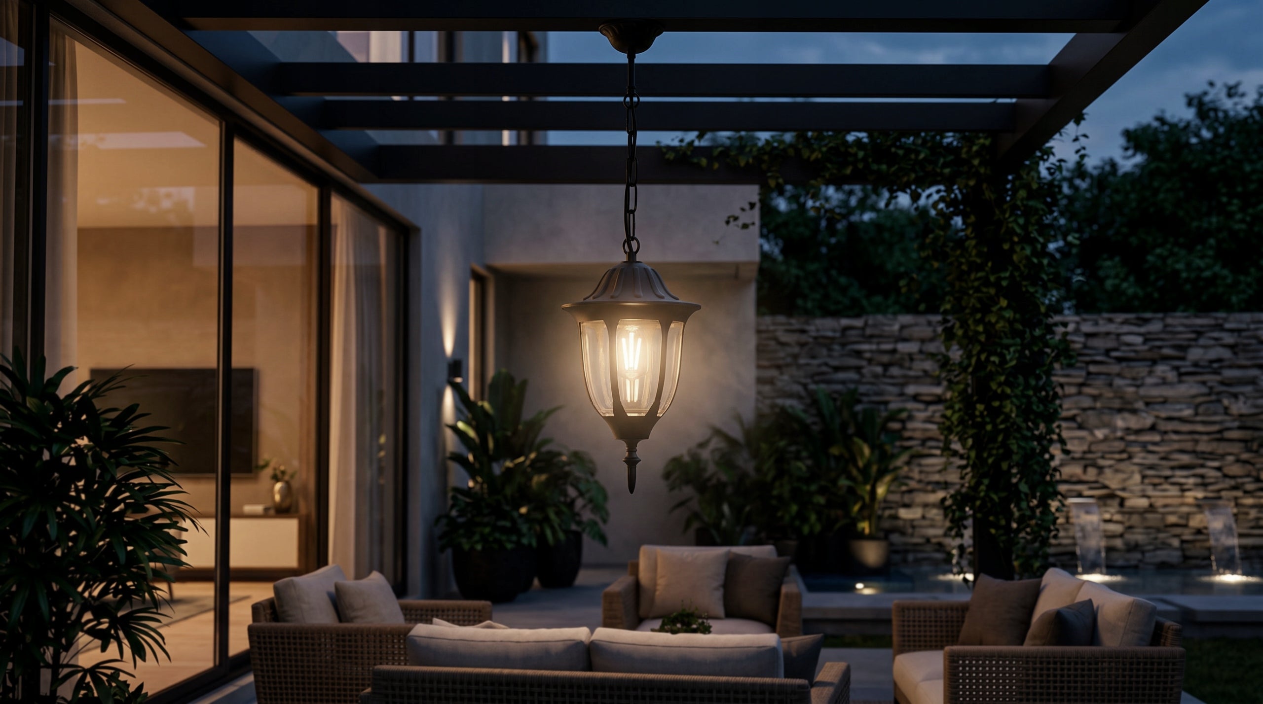 Outdoor Hanging Lamp For Garden Black Facade Garden Retro Vasco Series STANDARD