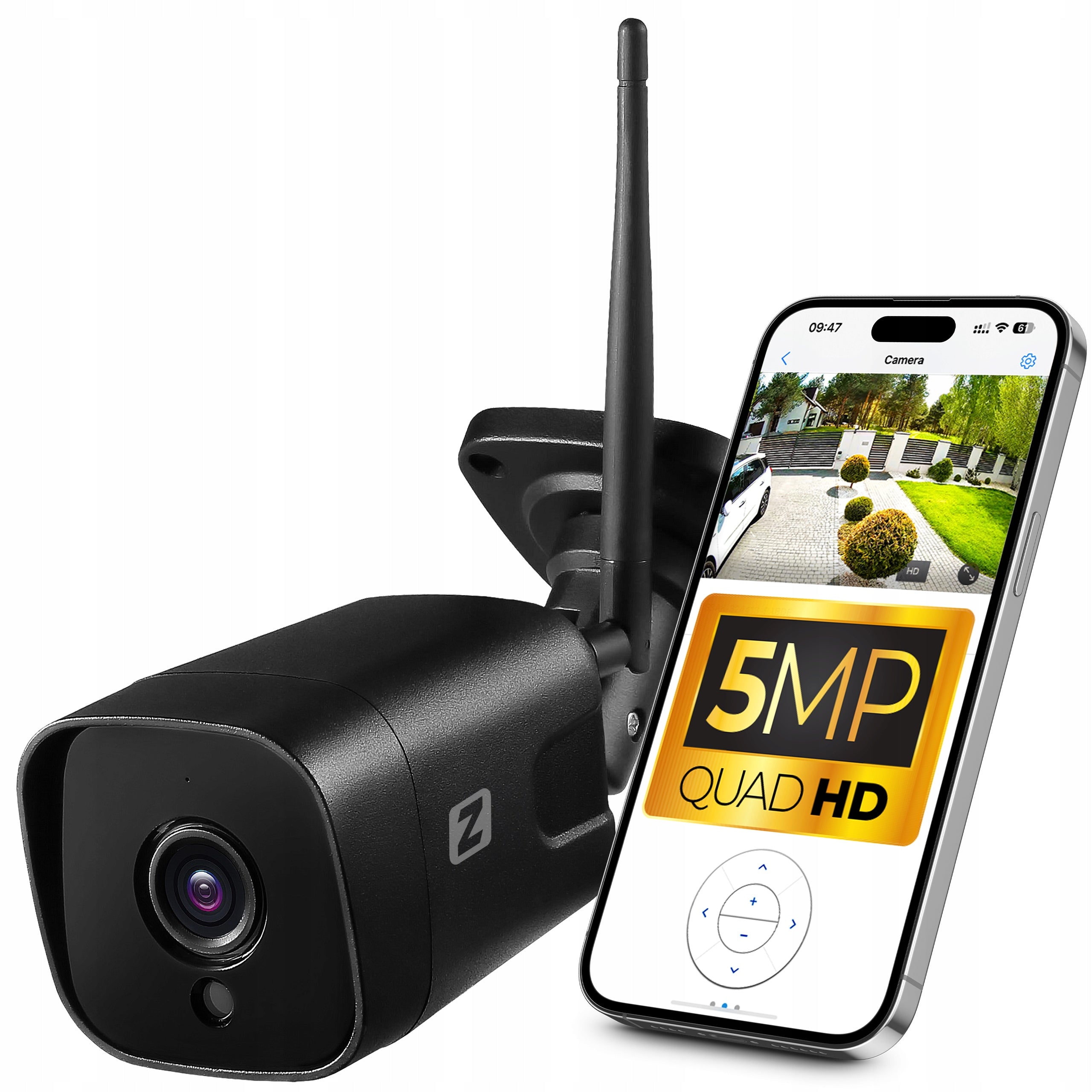 Outdoor IP Camera WiFi 5MPx 5MP Black People Detection, AUDIO