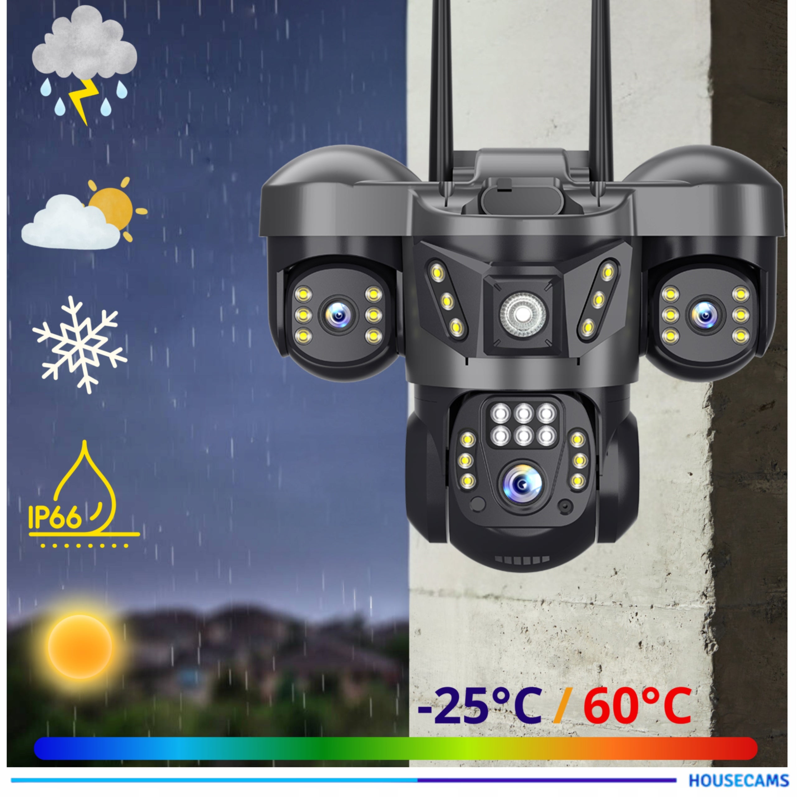 Outdoor IP Camera Wifi Waterproof 3 Lenses Triple AI 6mp MICROPHONE Manufacturer code POTRÓJNA ZEWNĘTRZNA KAMERA IP WIFI MIKROFON
