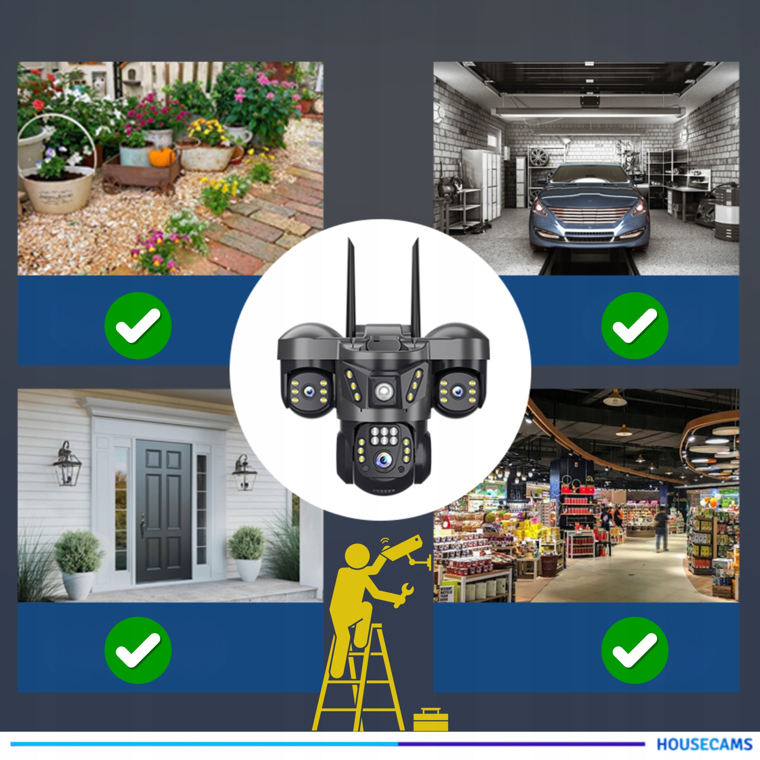 Outdoor IP Camera Wifi Waterproof 3 Lenses Triple AI 6mp MICROPHONE Model 6MPX 3 OBIEKTYWY ŚLEDZENIE AUDIO MONITORING DOMU