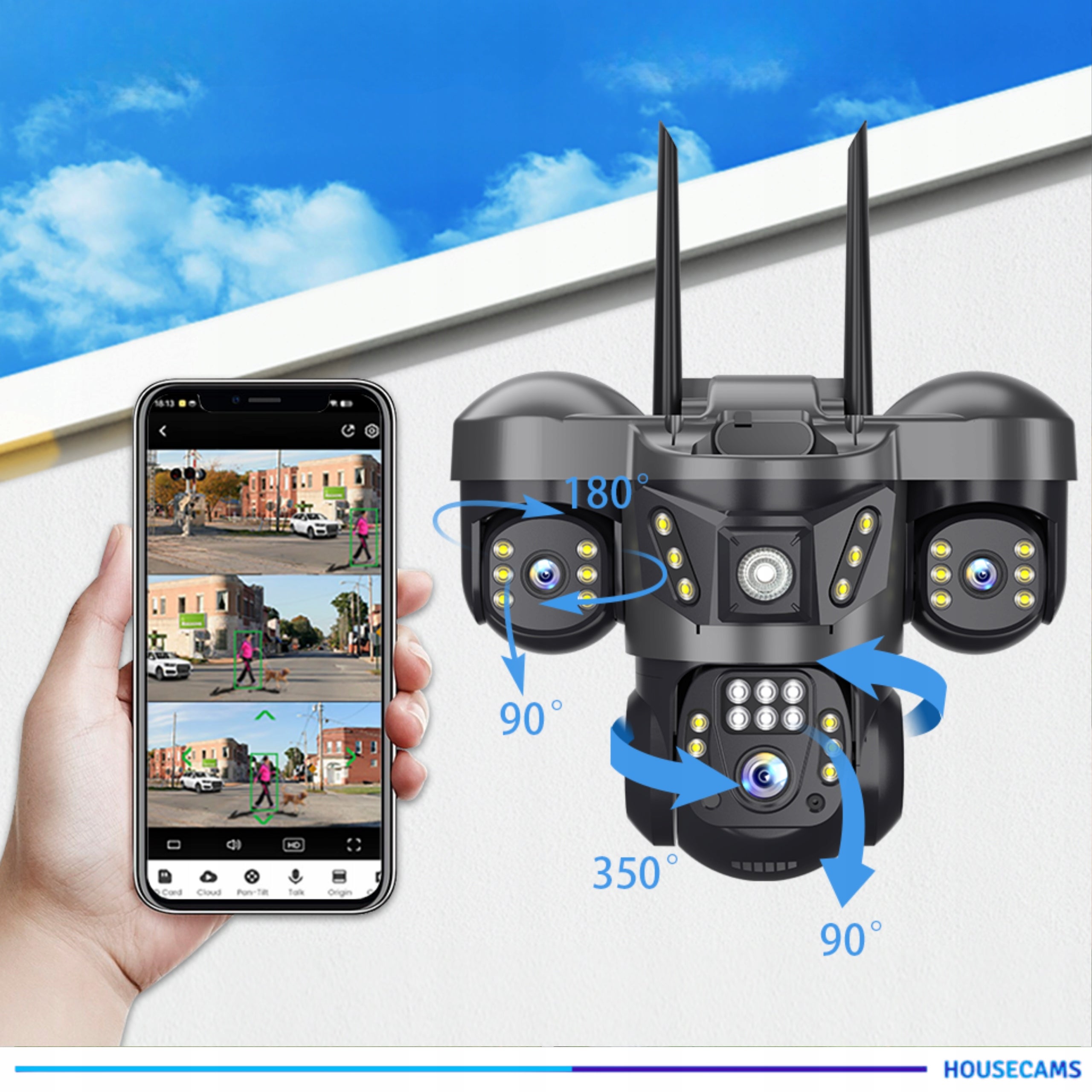 Outdoor IP Camera Wifi Waterproof 3 Lenses Triple AI 6mp MICROPHONE Packaging status original