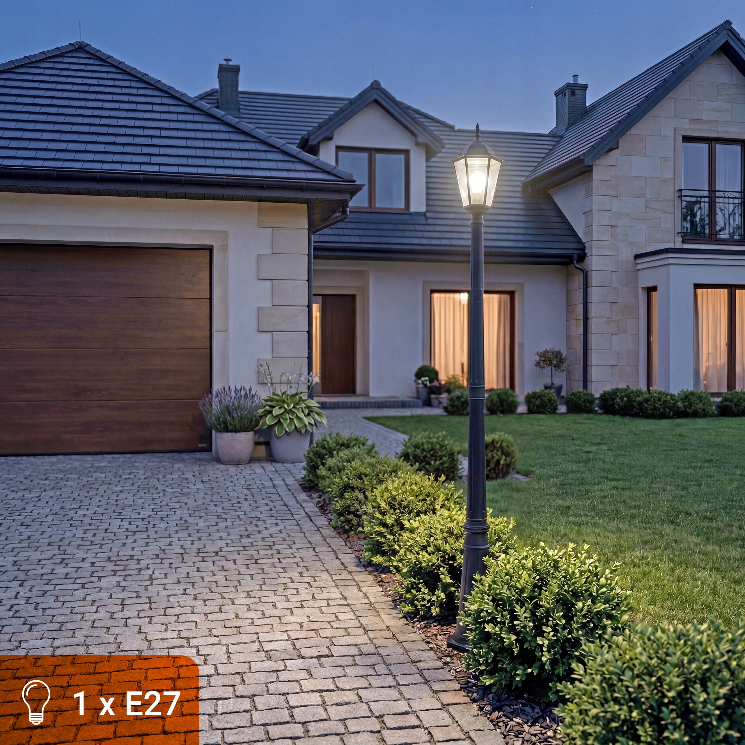 Outdoor LED Garden Lamp E27 Standing Lantern Pole 240cm Vintage IP65 Brand Smartled